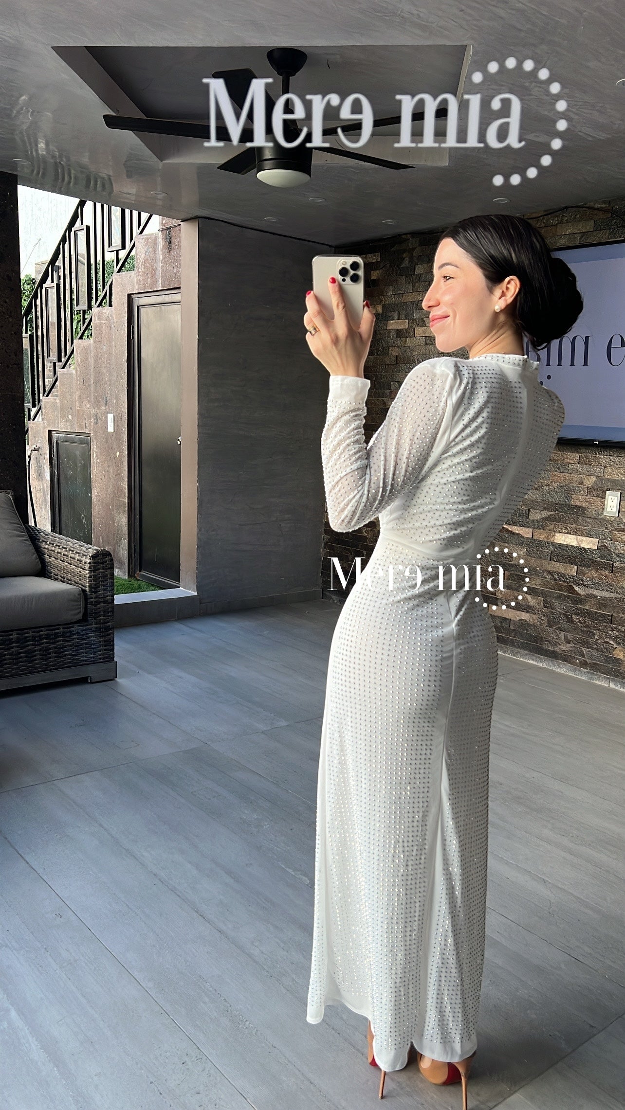 Vestido blanco puntos cuello