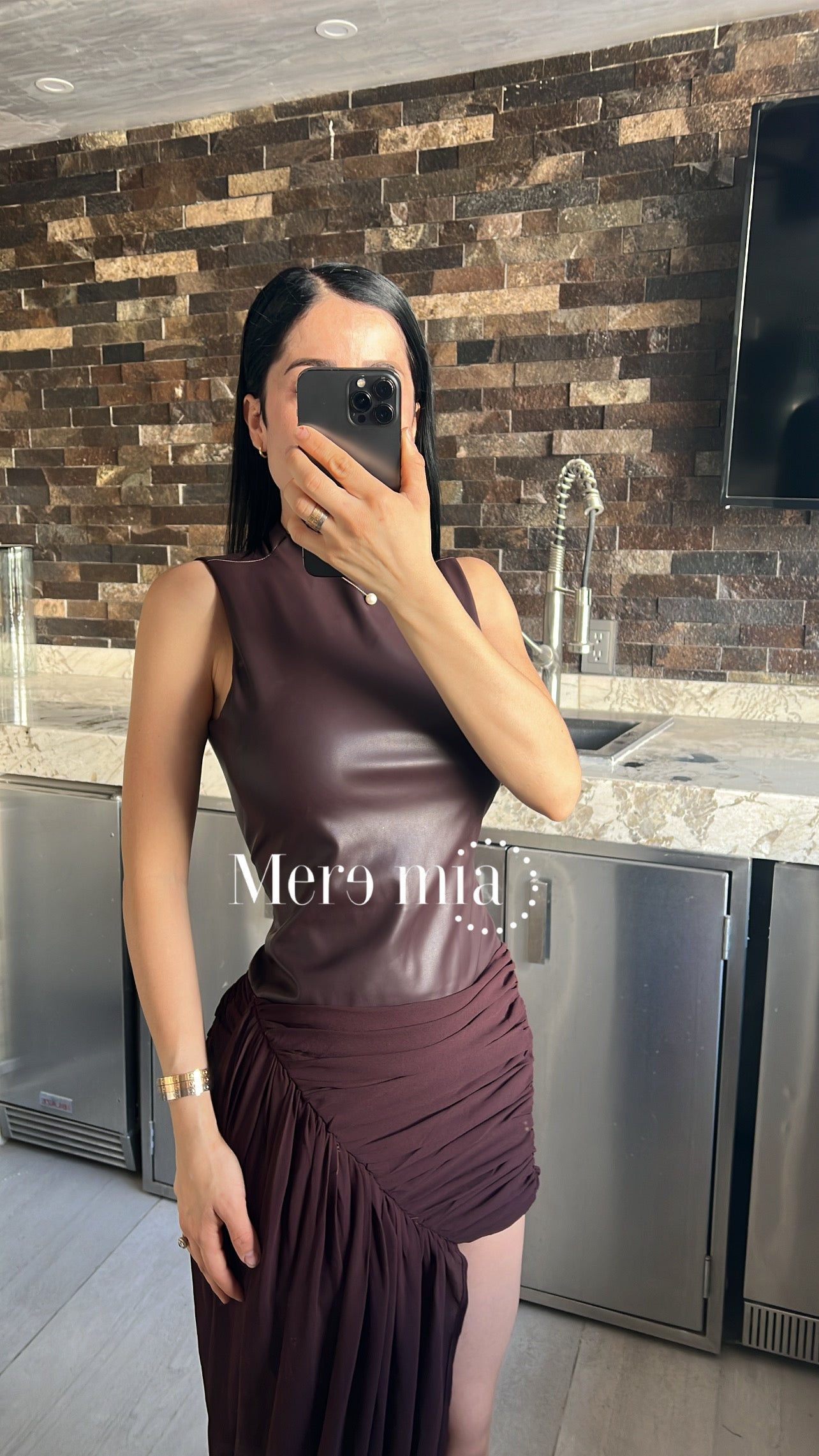 Vestido estola plisada midi