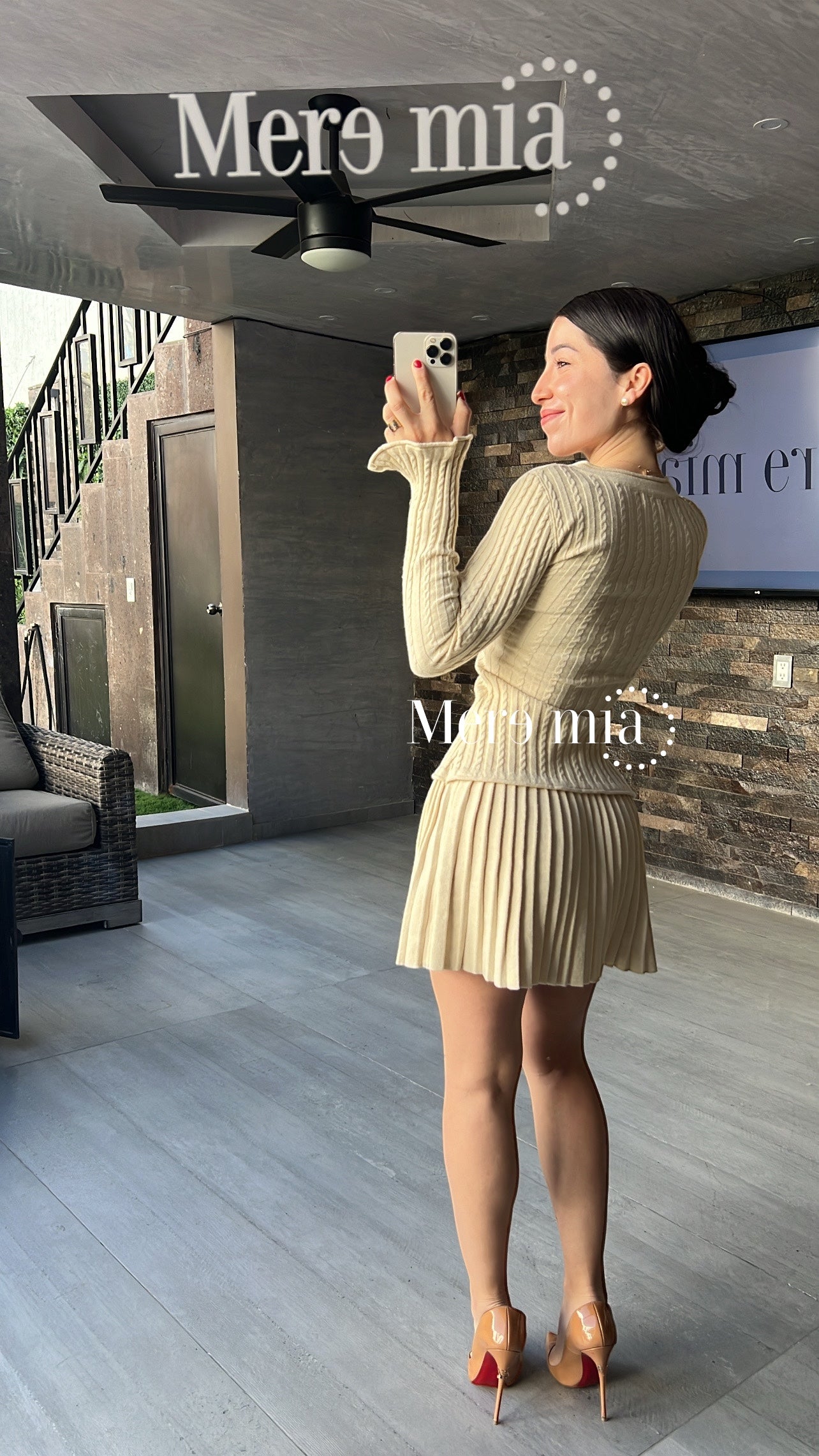 Conjunto beige rayado