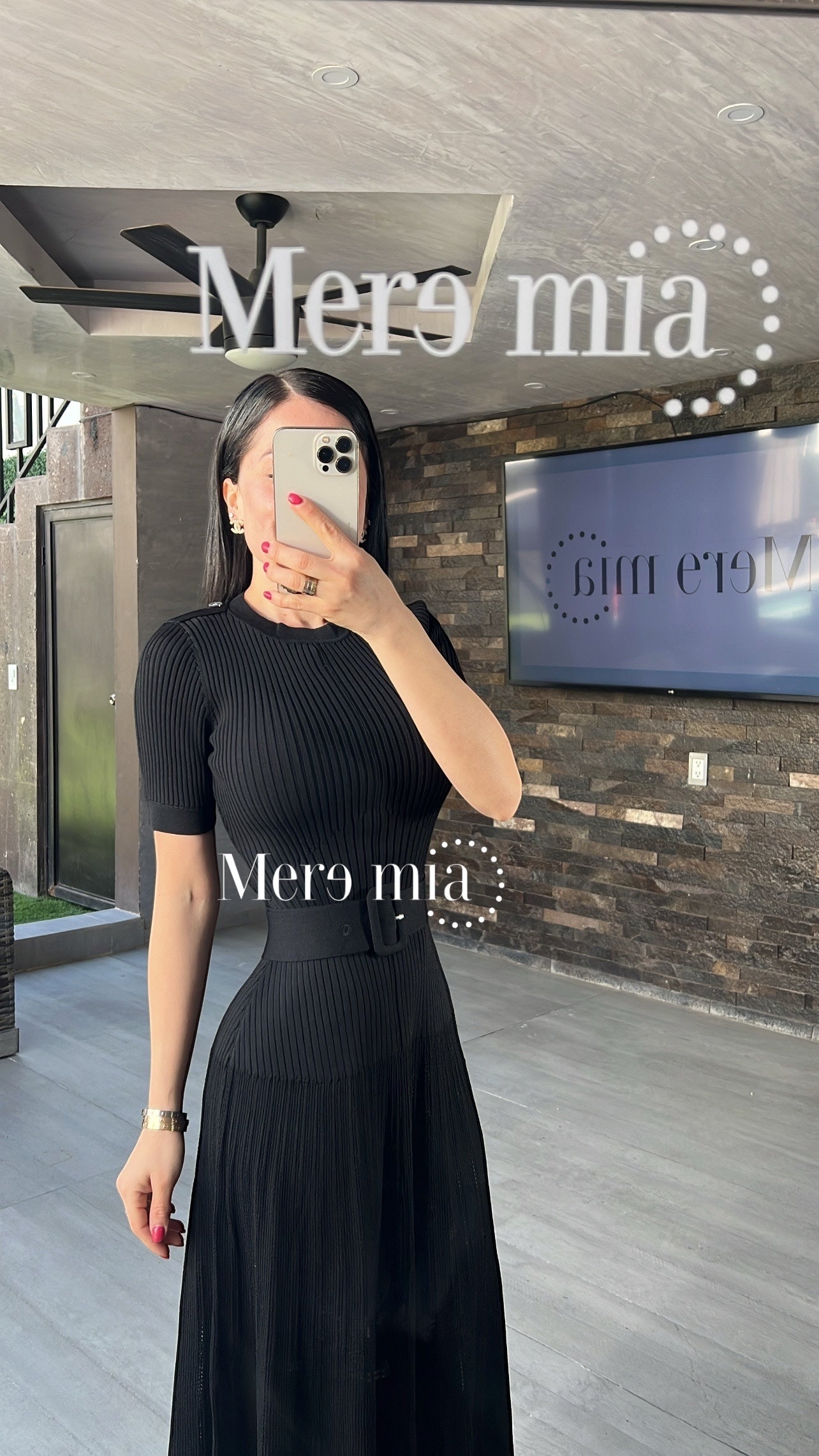 Vestido negro rayado cint