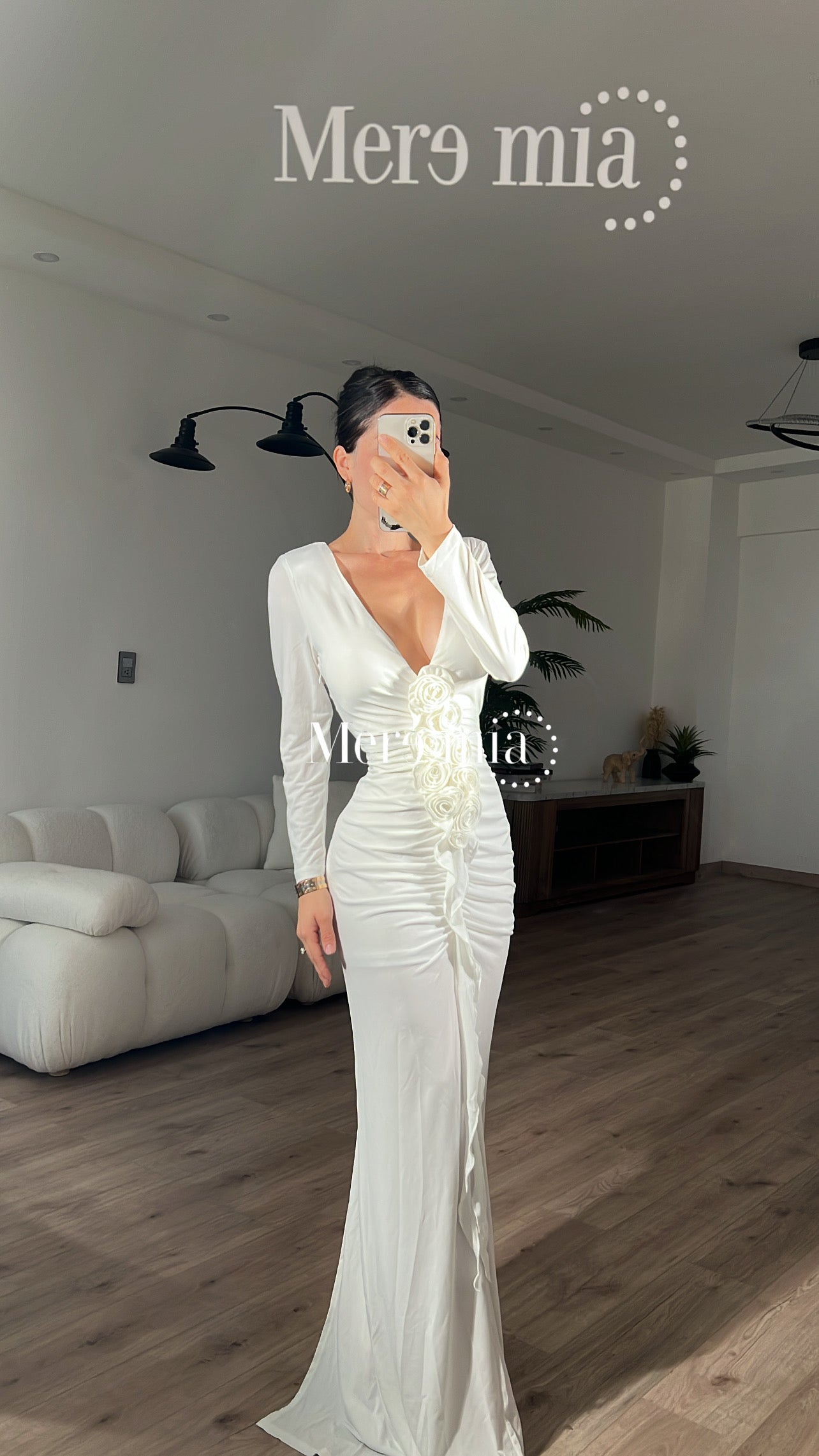 Vestido blanco plisado V