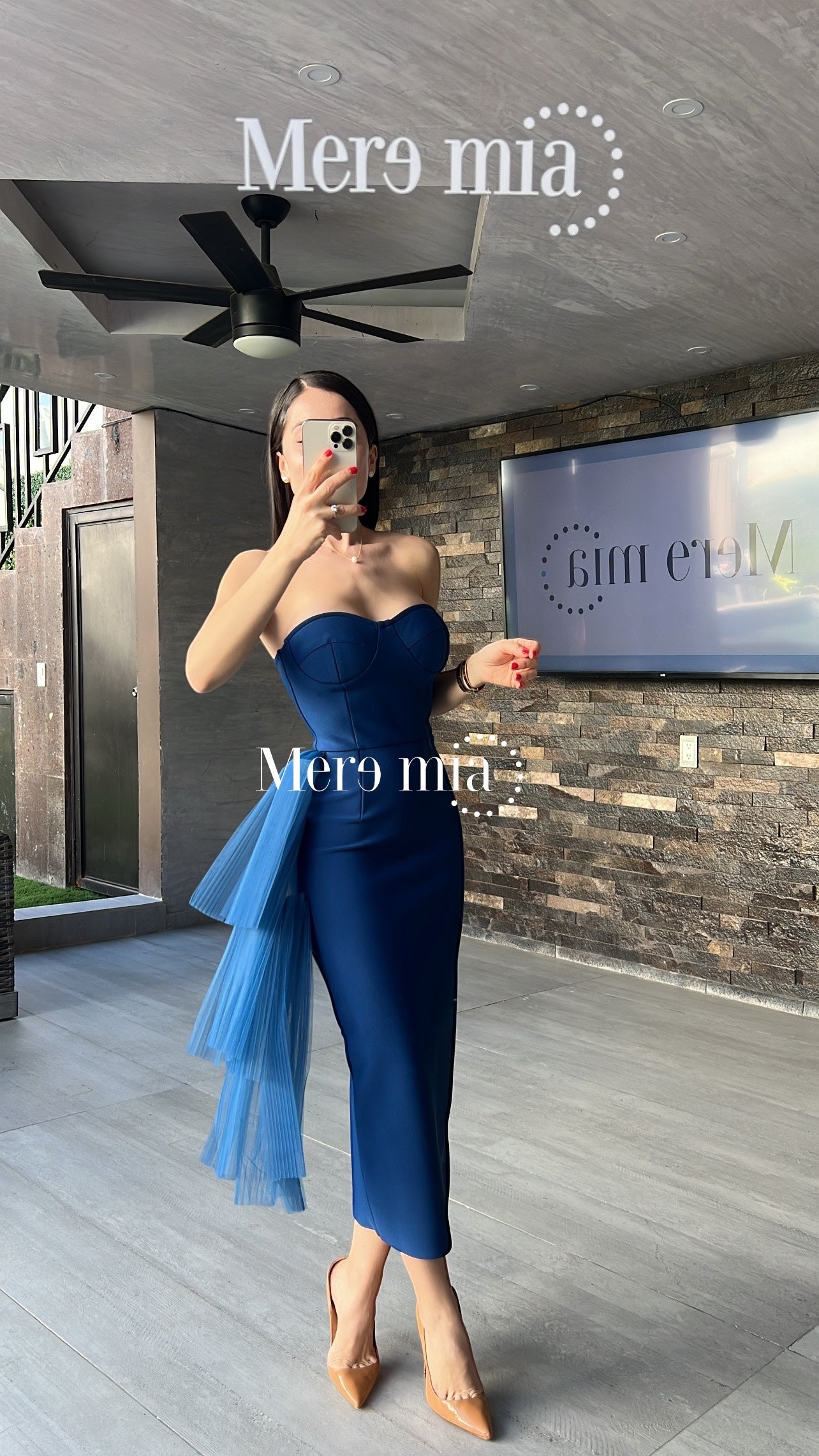 Vestido azul tul strapp