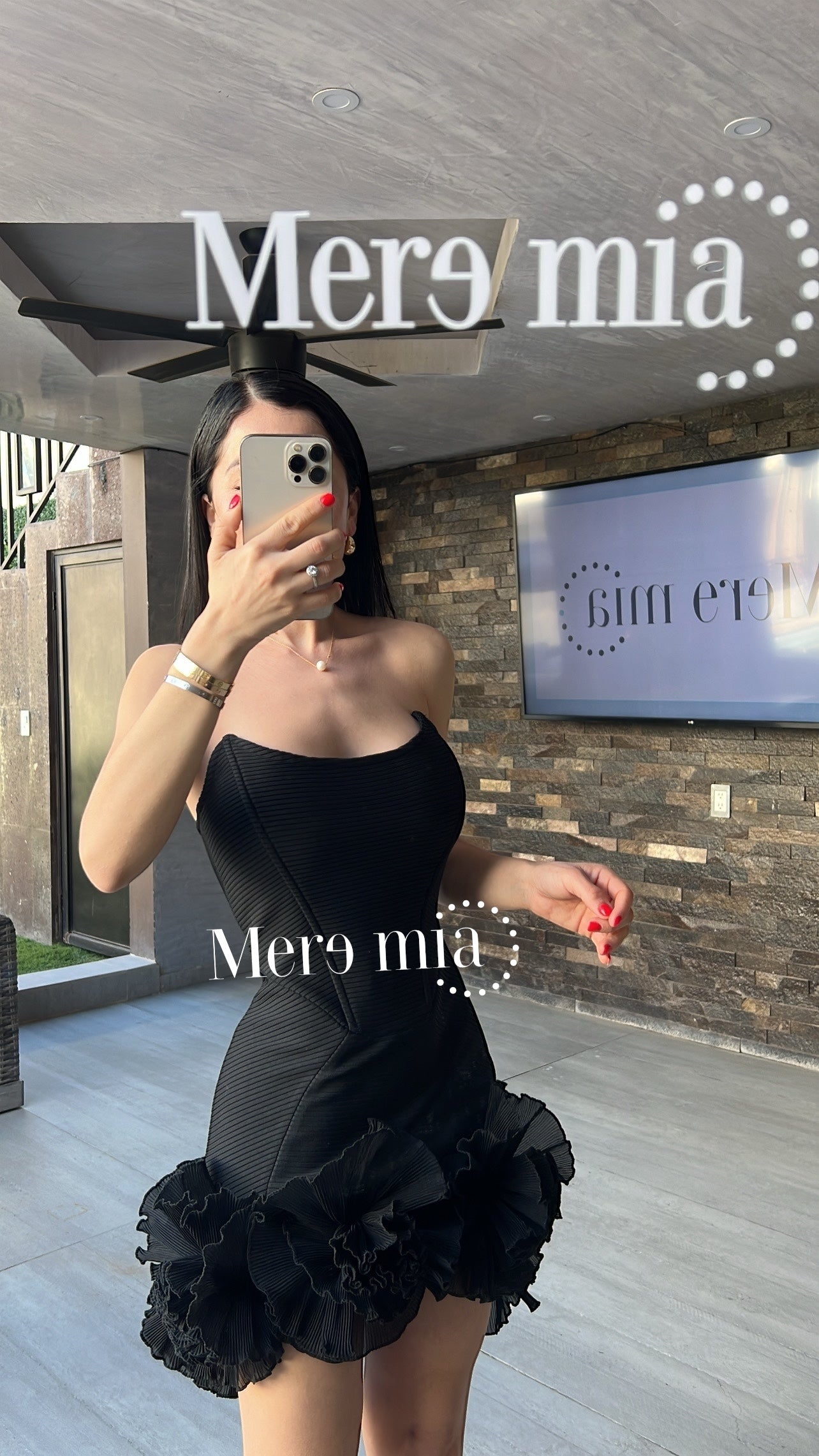 Vestido negro rayado flores