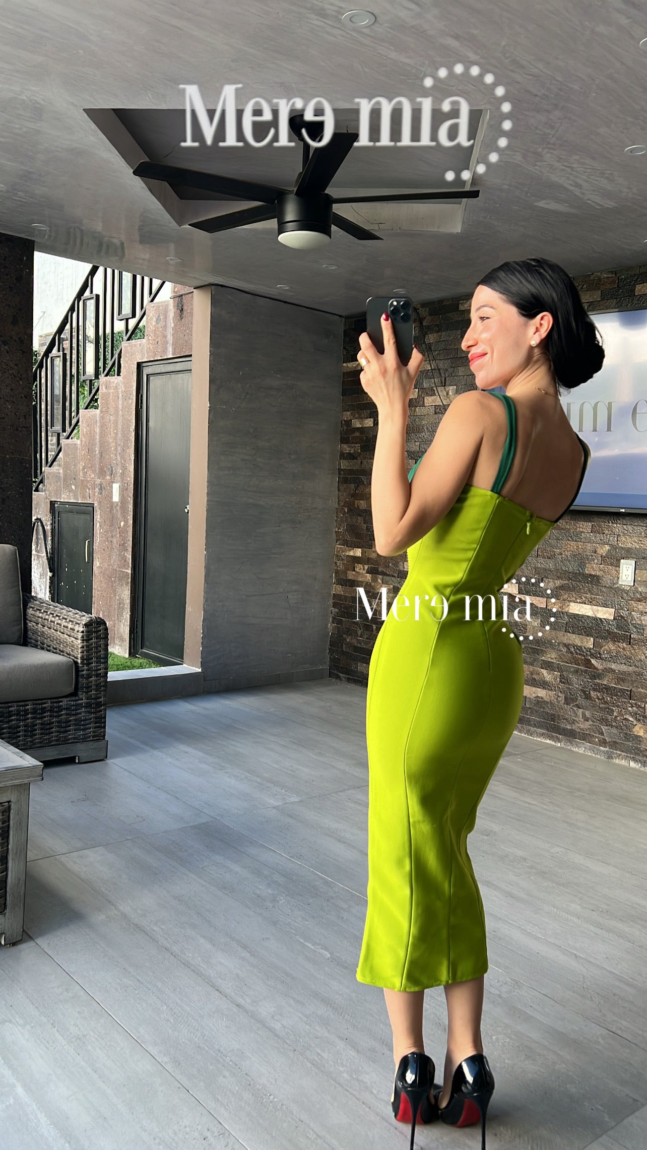 Vestido verdes copa midi