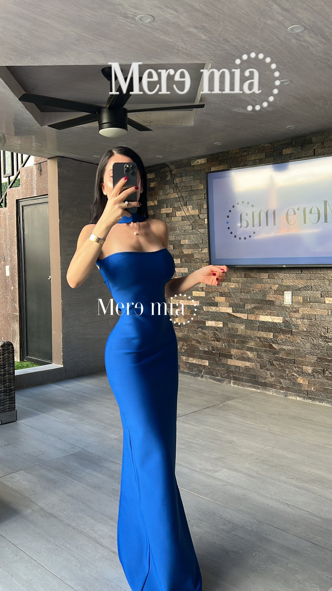 Vestido azul rey cuello