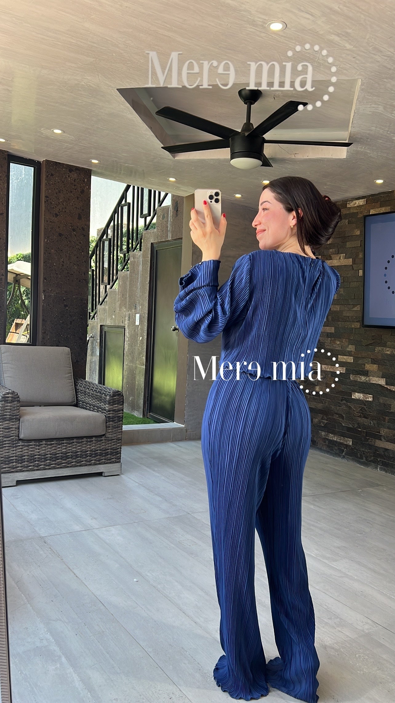 Conjunto azul plisado