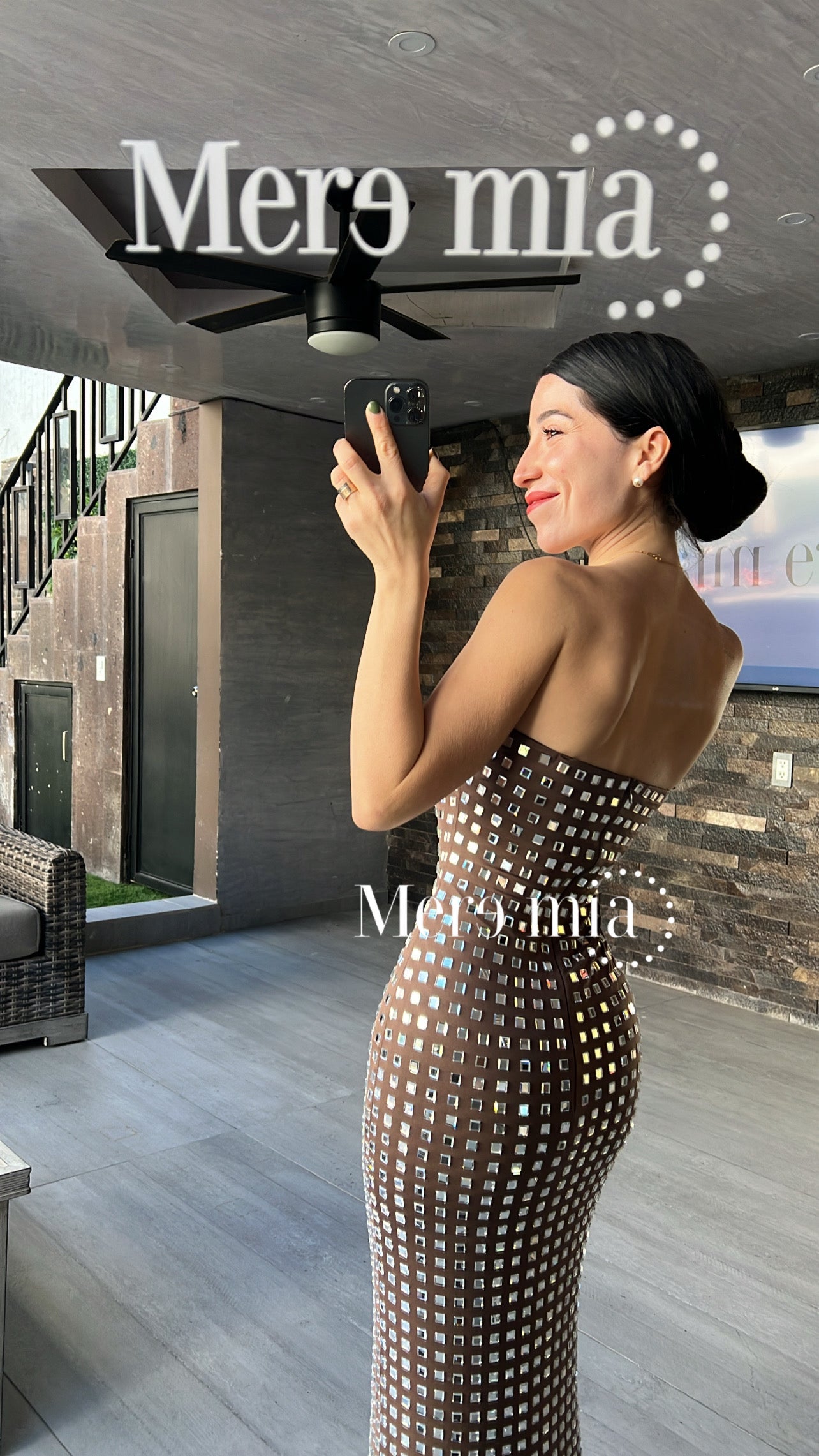 Vestido cuadros plata