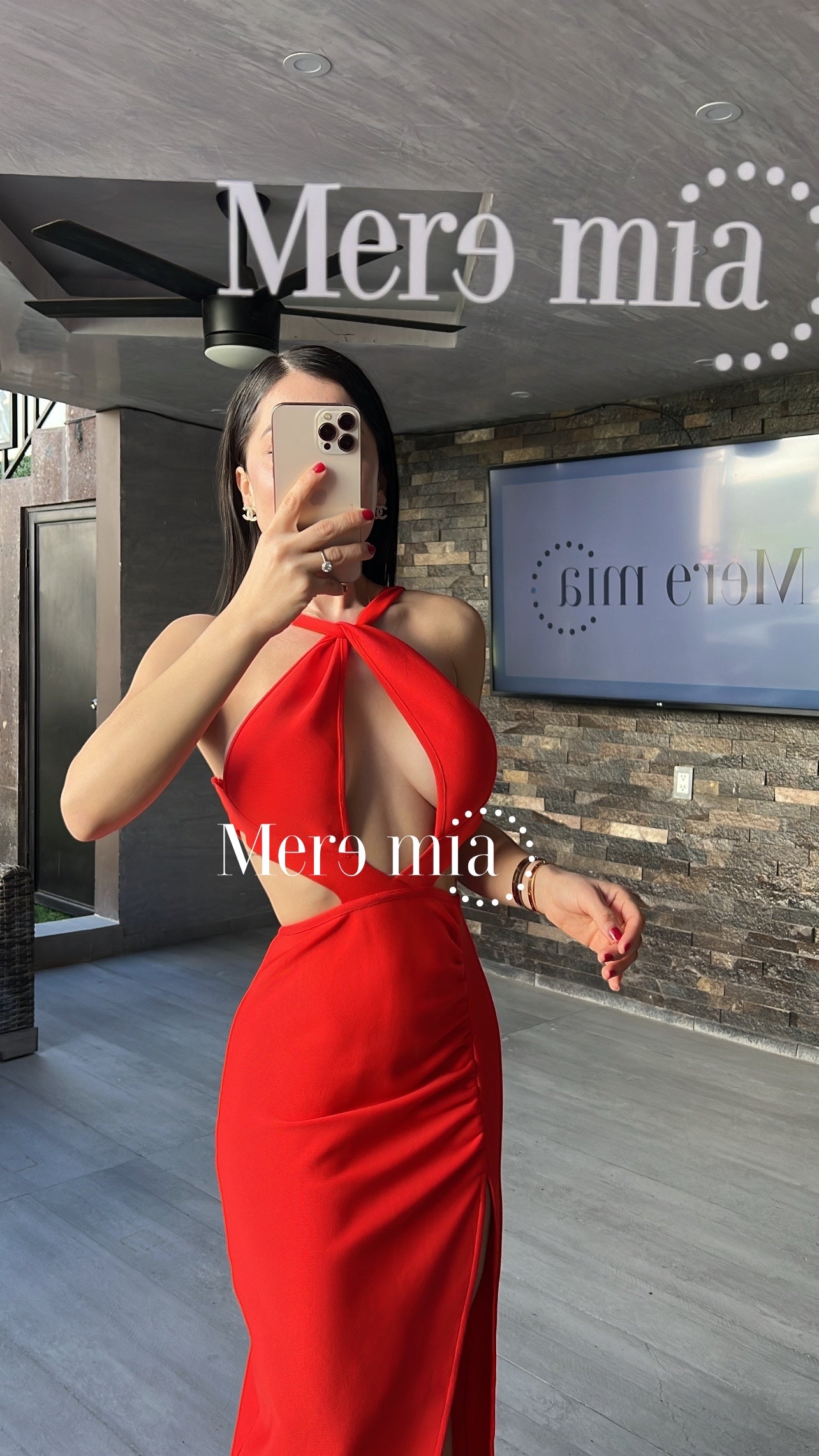 Vestido rojo cruzado largo