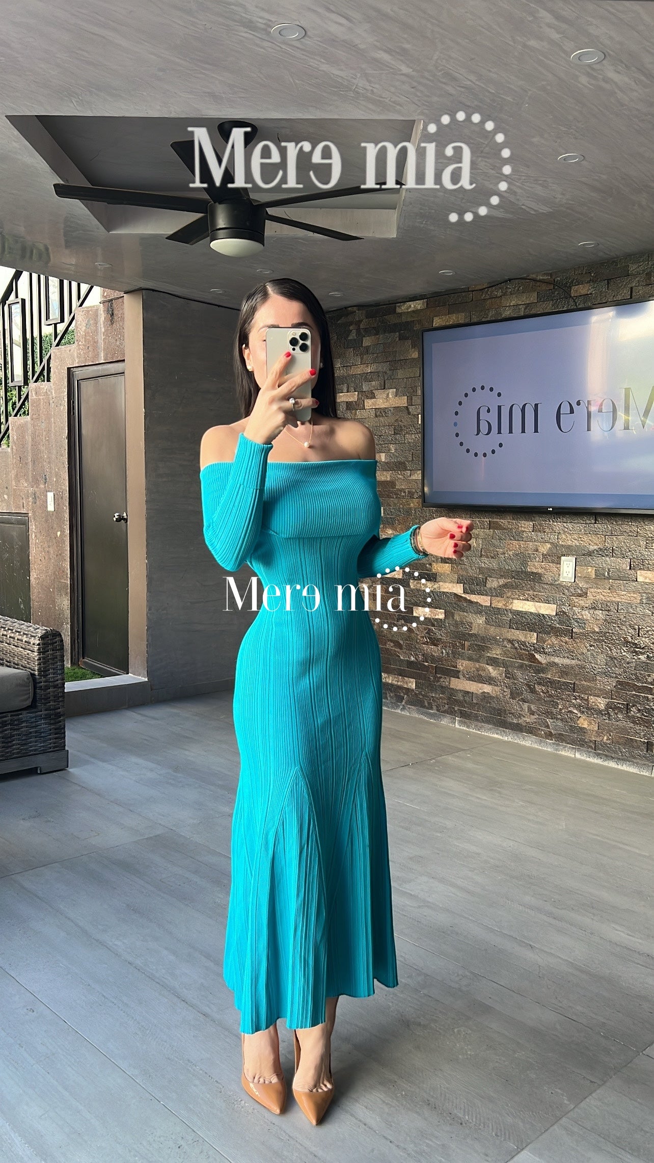 Vestido azul ml largo