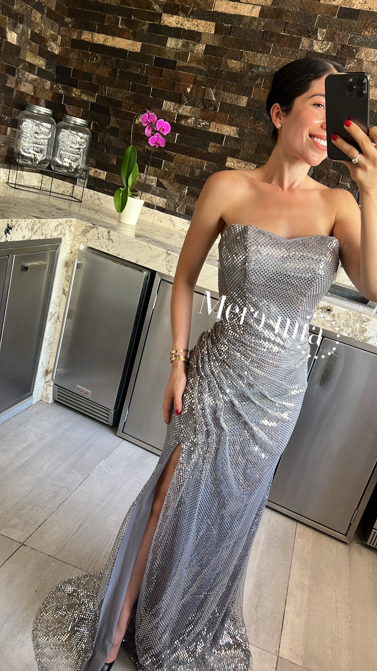 Vestido plata asimétrico