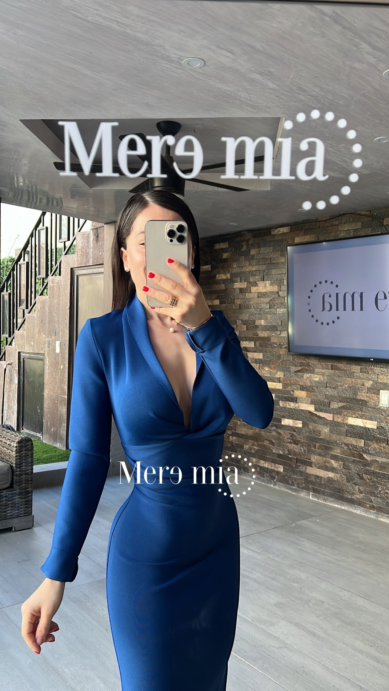 Vestido azul marino manga larga