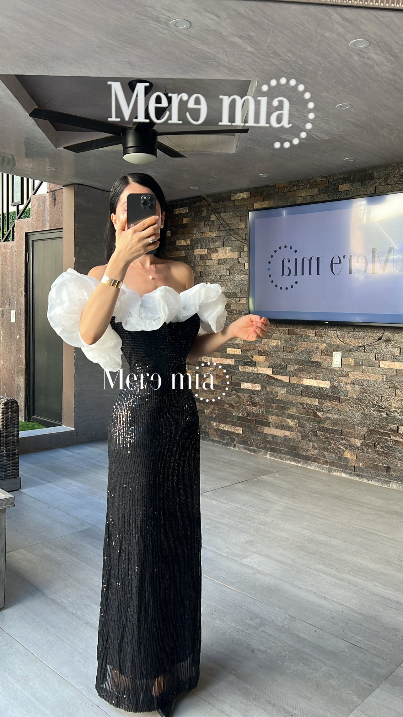 Vestido negro scrunchie blanca