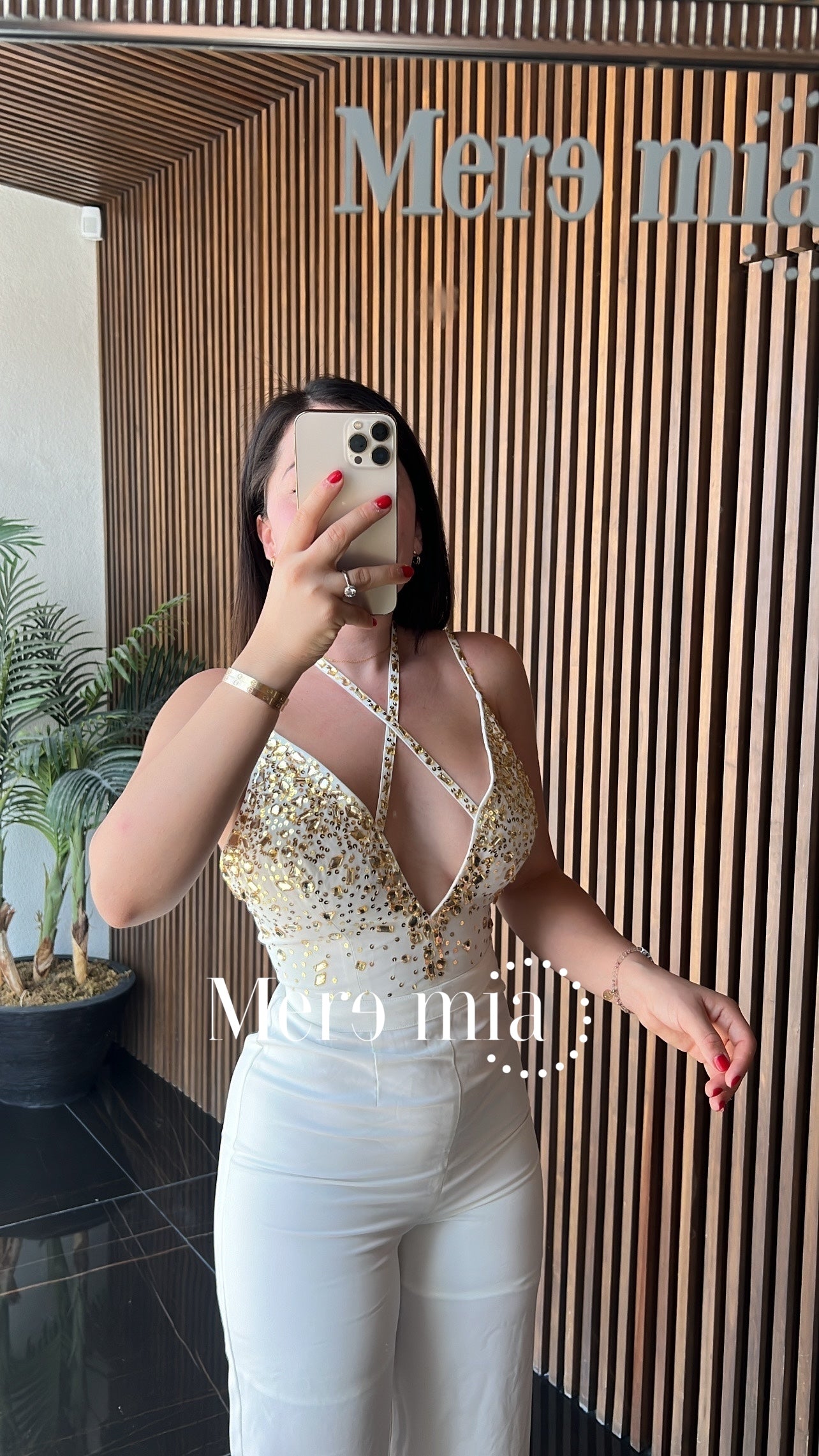 Jumpsuit blanco dorado