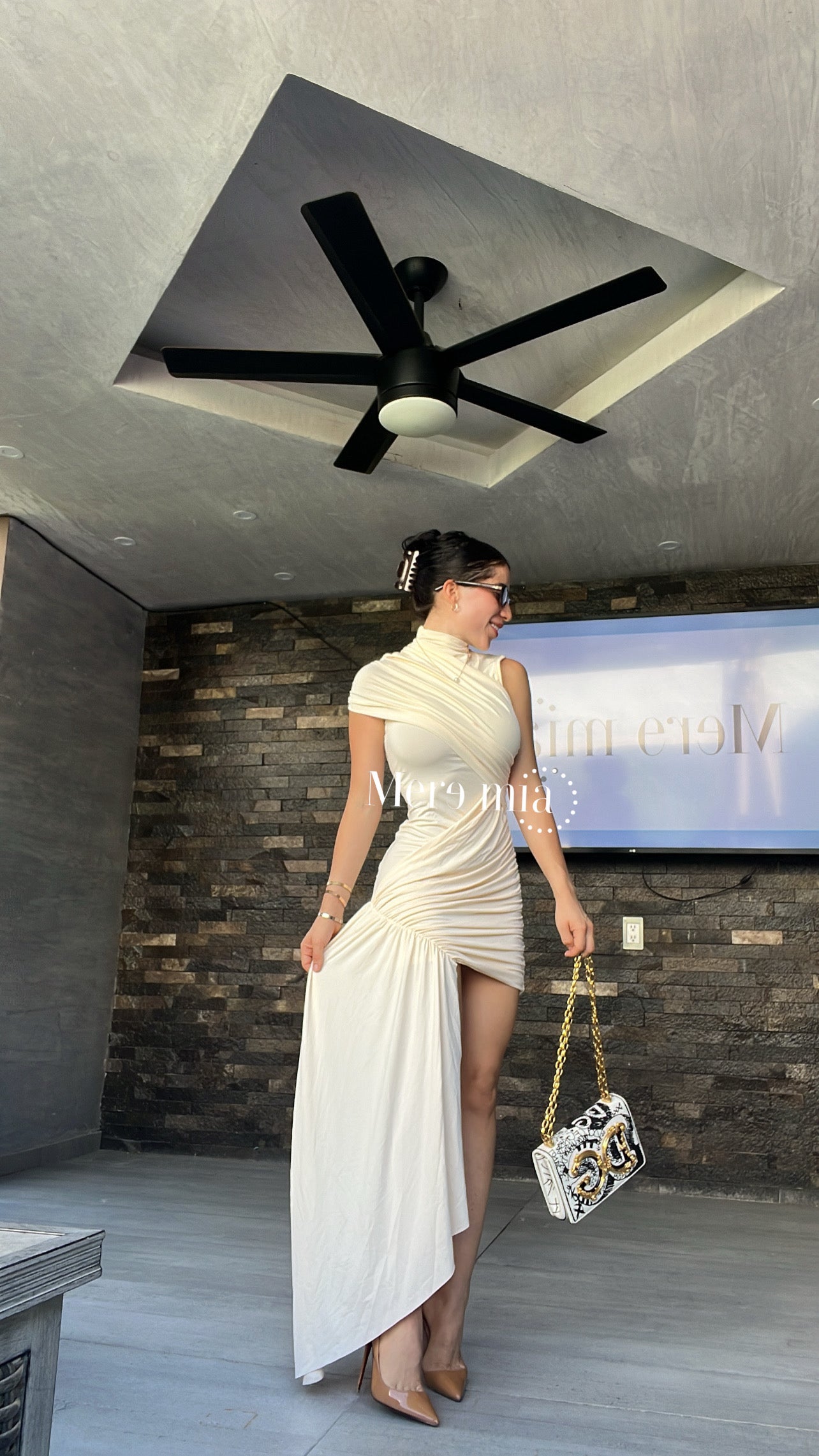 Vestido ivory cruzado