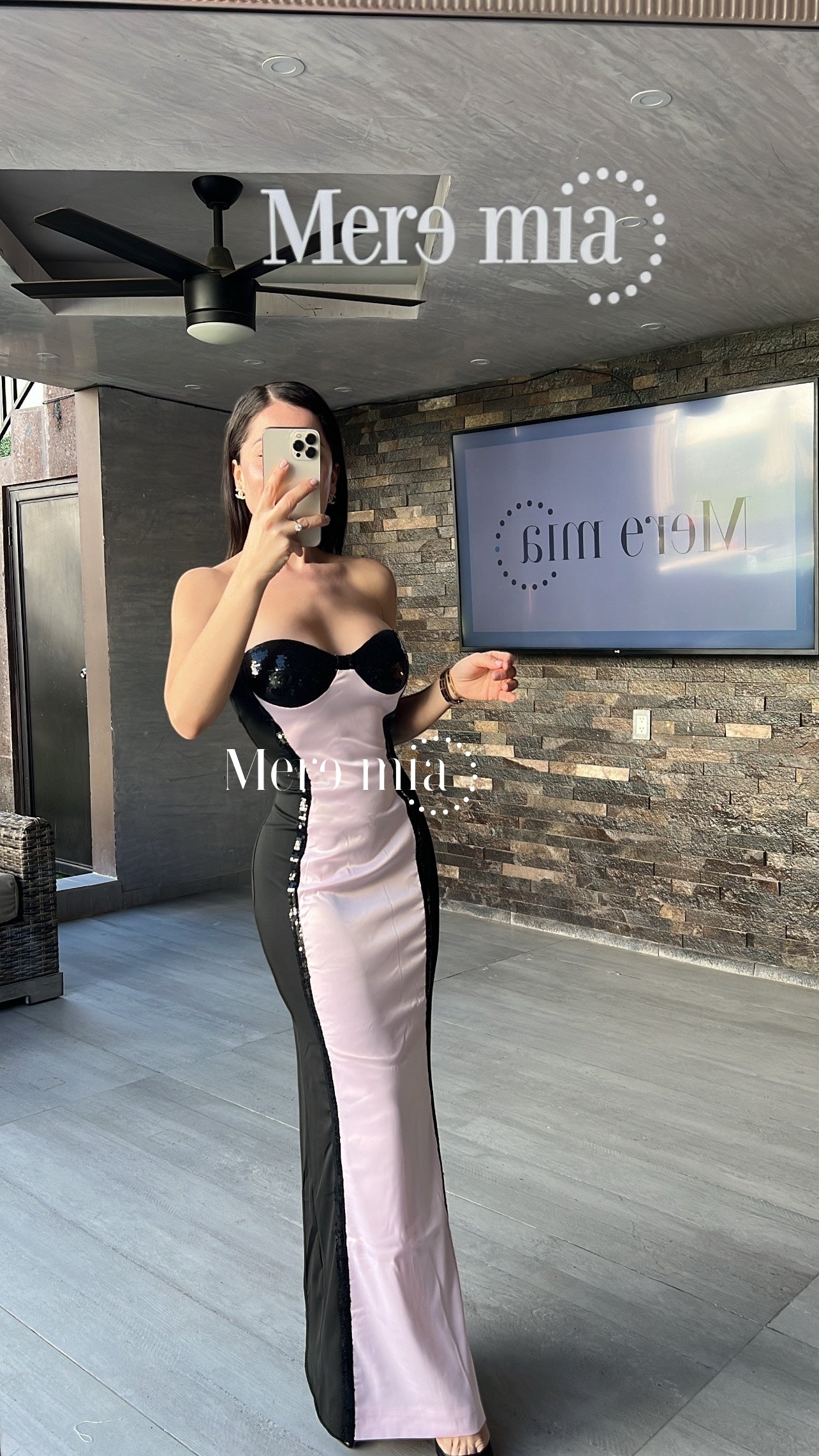 Vestido negro rosa copas