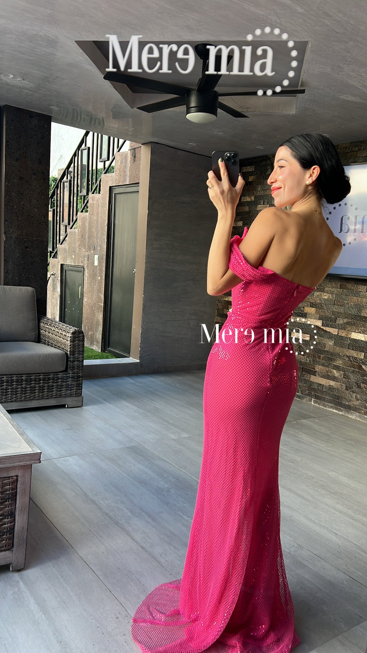 Vestido rosa fucsia malla