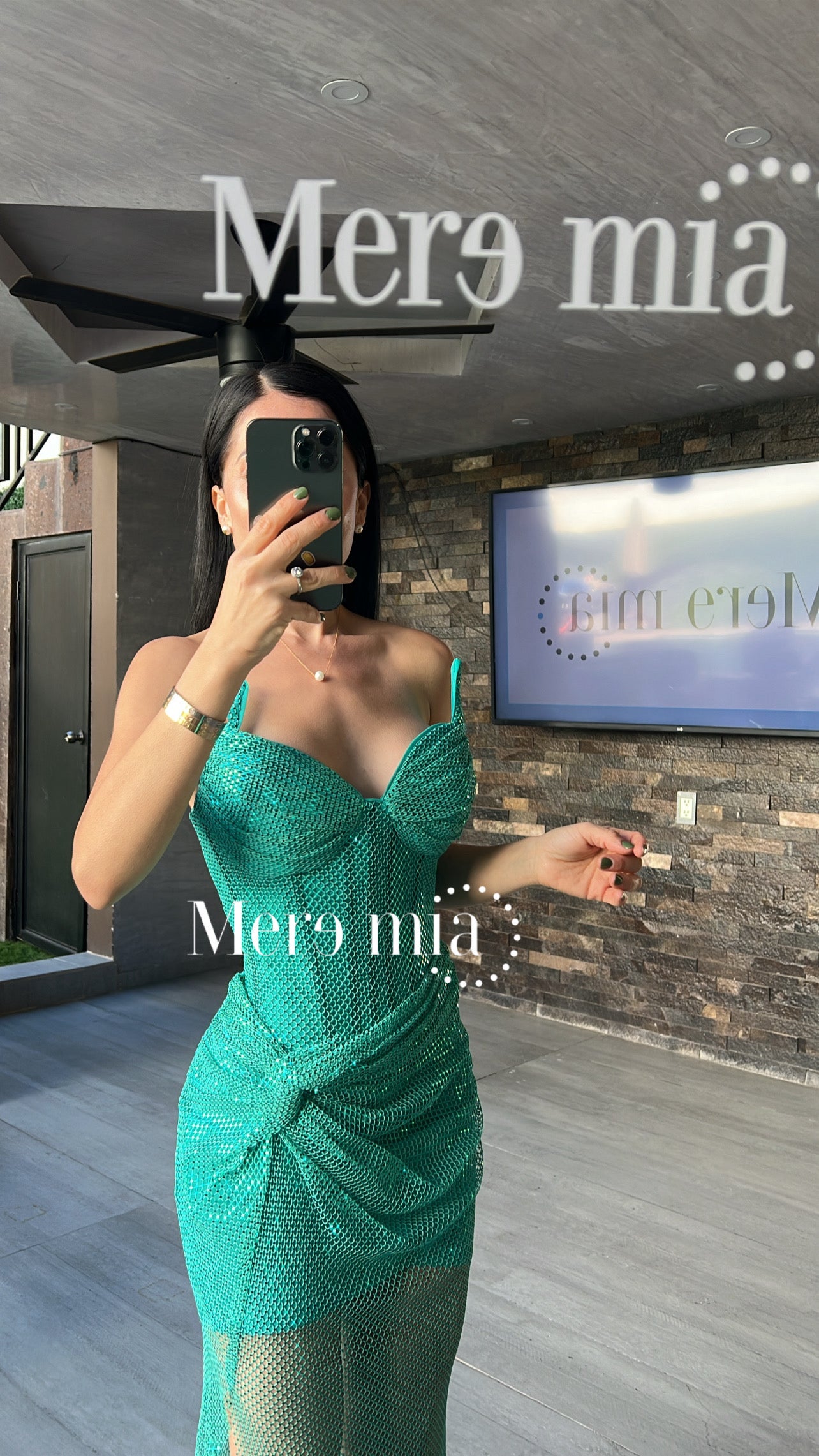 Vestido puntos malla turq