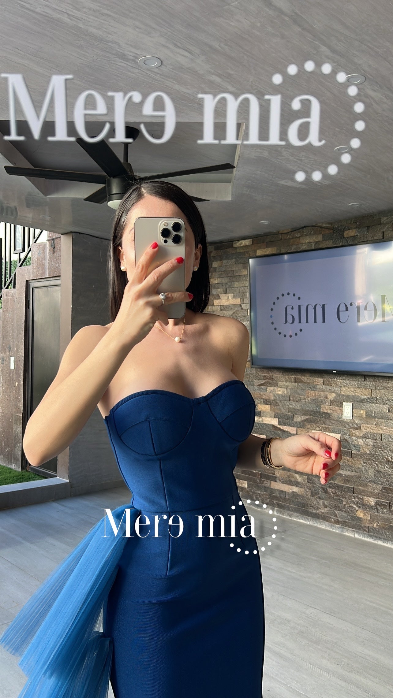 Vestido azul tul strapp