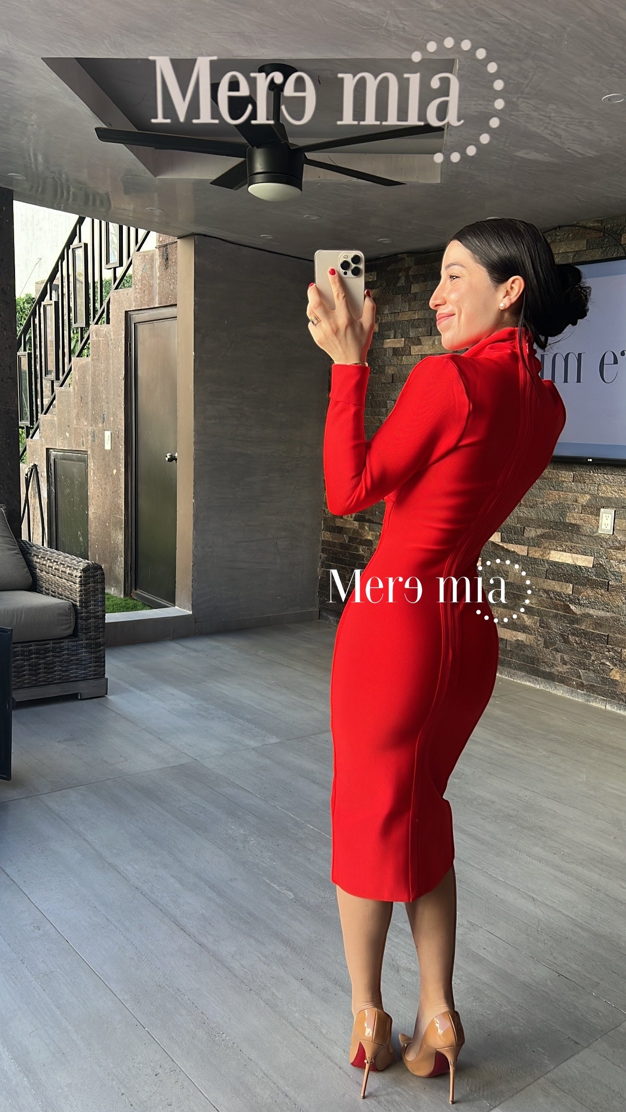 Vestido rojo manga larga