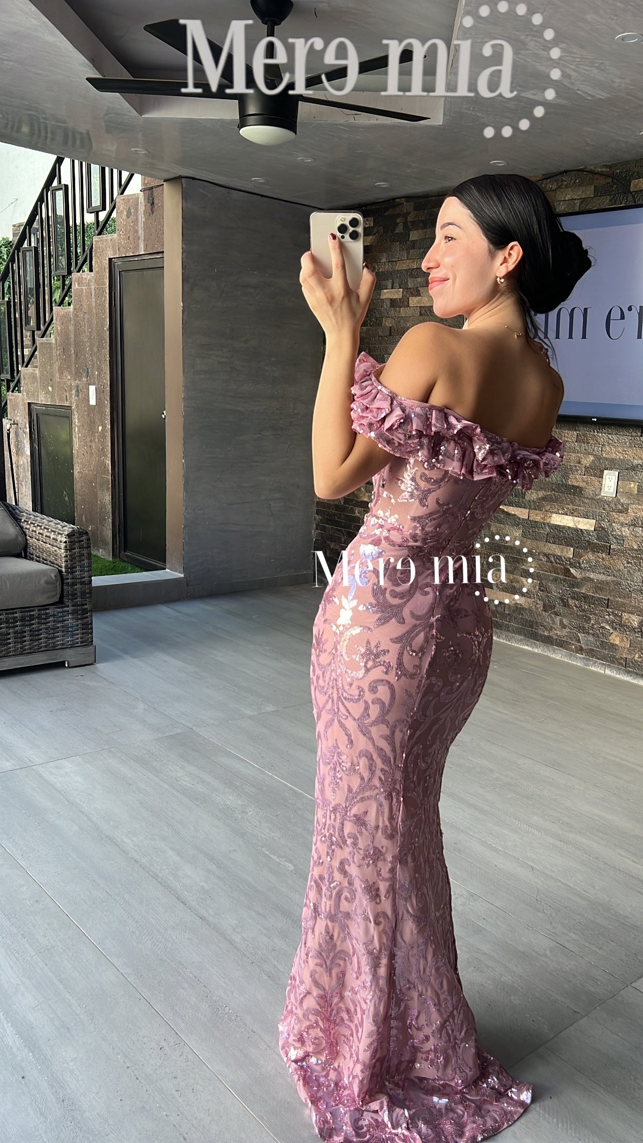 Vestido rosa lent largo