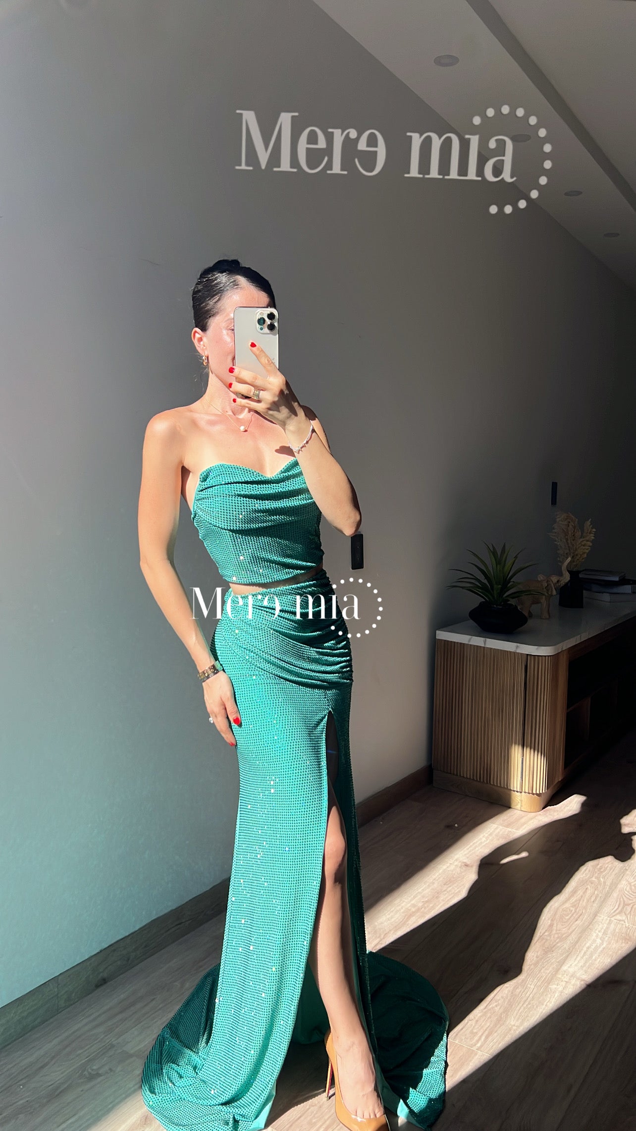 Conjunto turquesa puntos