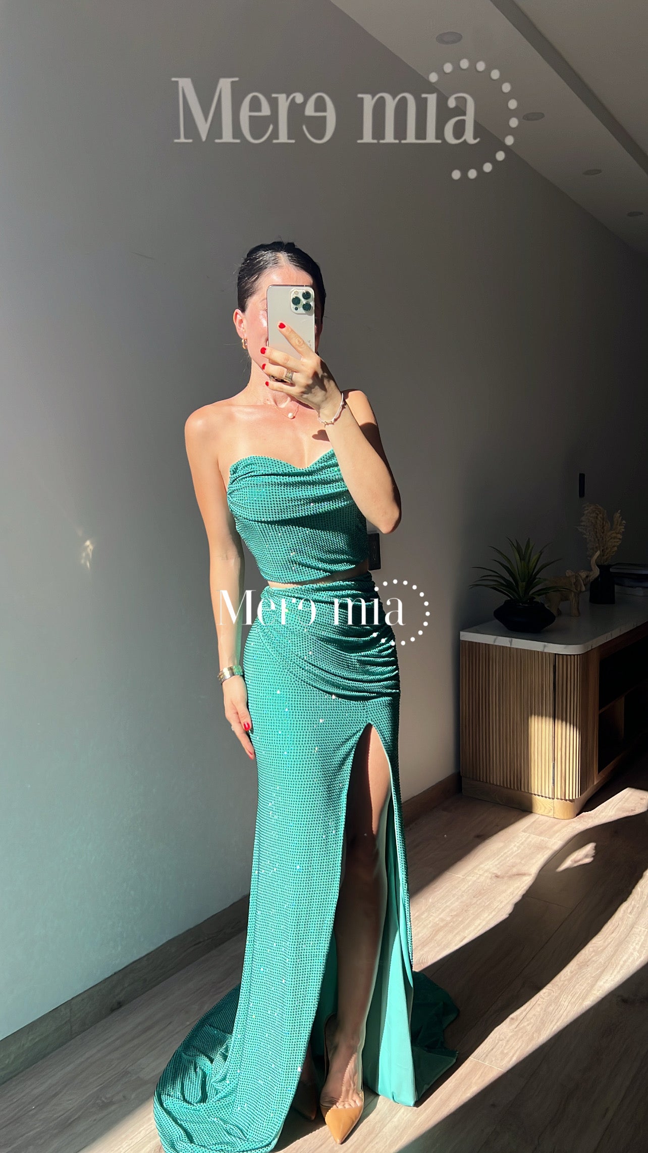 Conjunto turquesa puntos