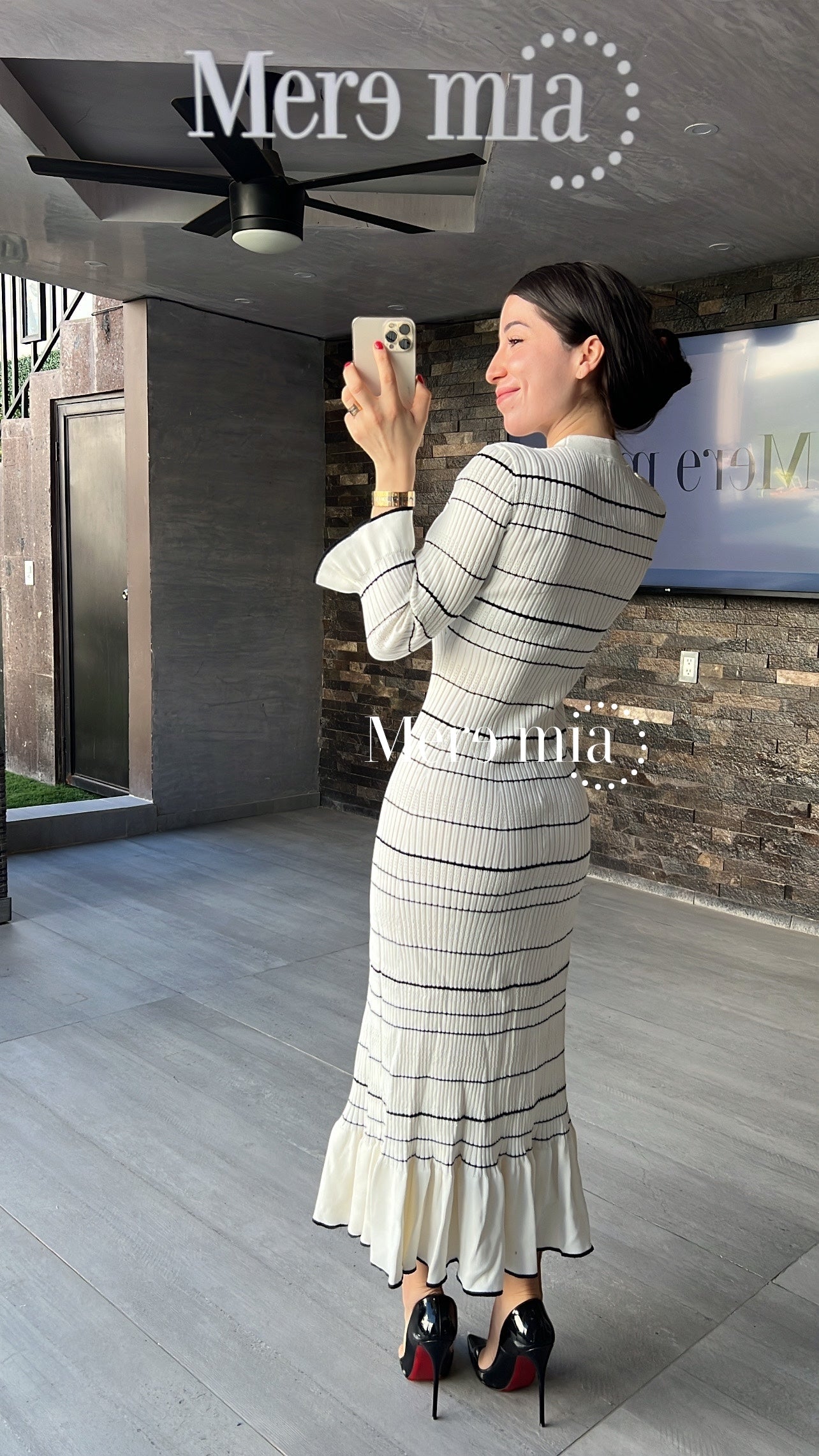 Vestido blanco rayas negras