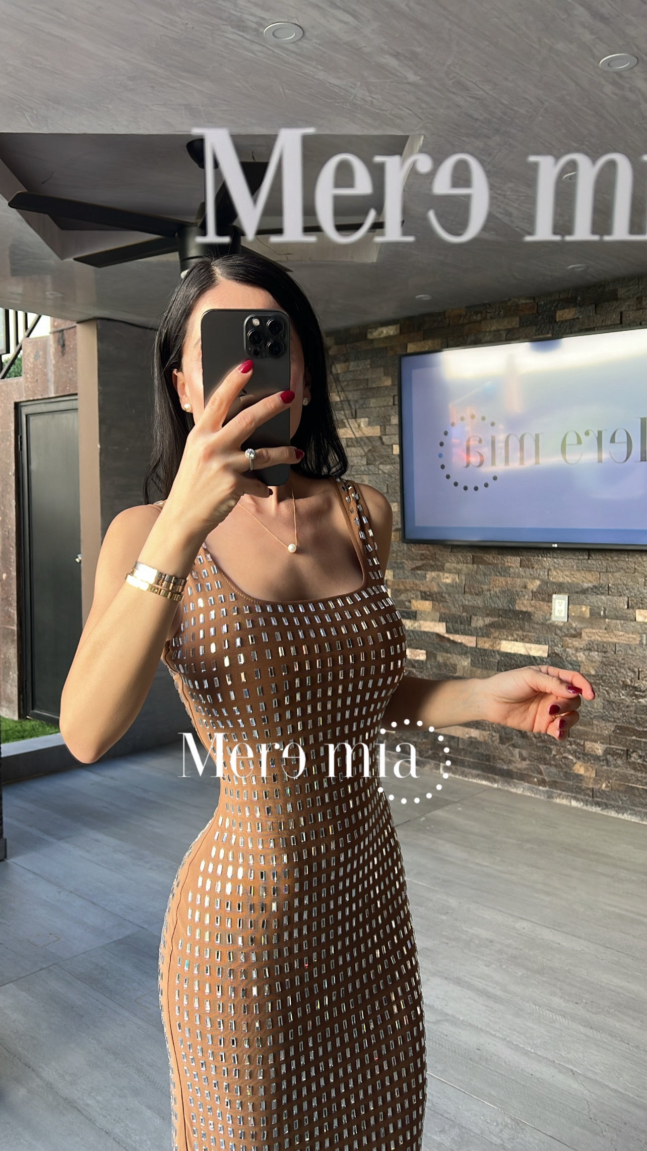 Vestido café apl rect