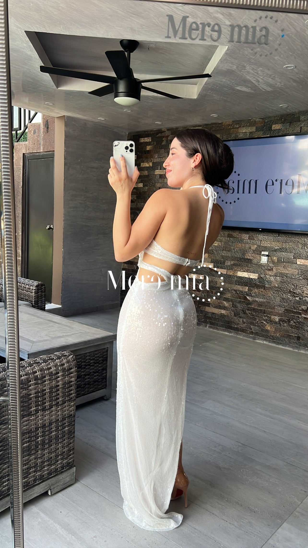 Vestido largo lentejuela blanco