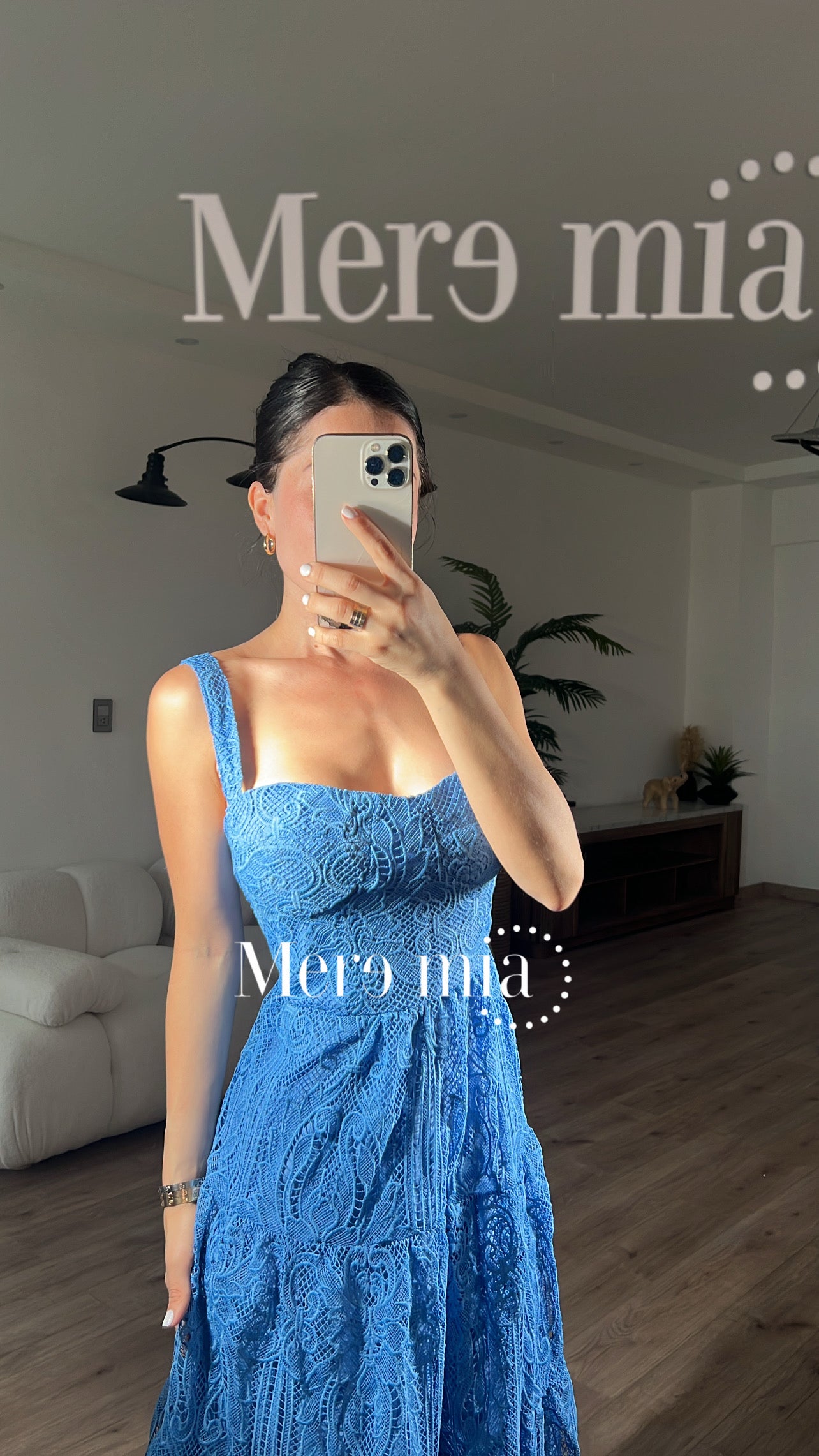 Vestido azul bord largo