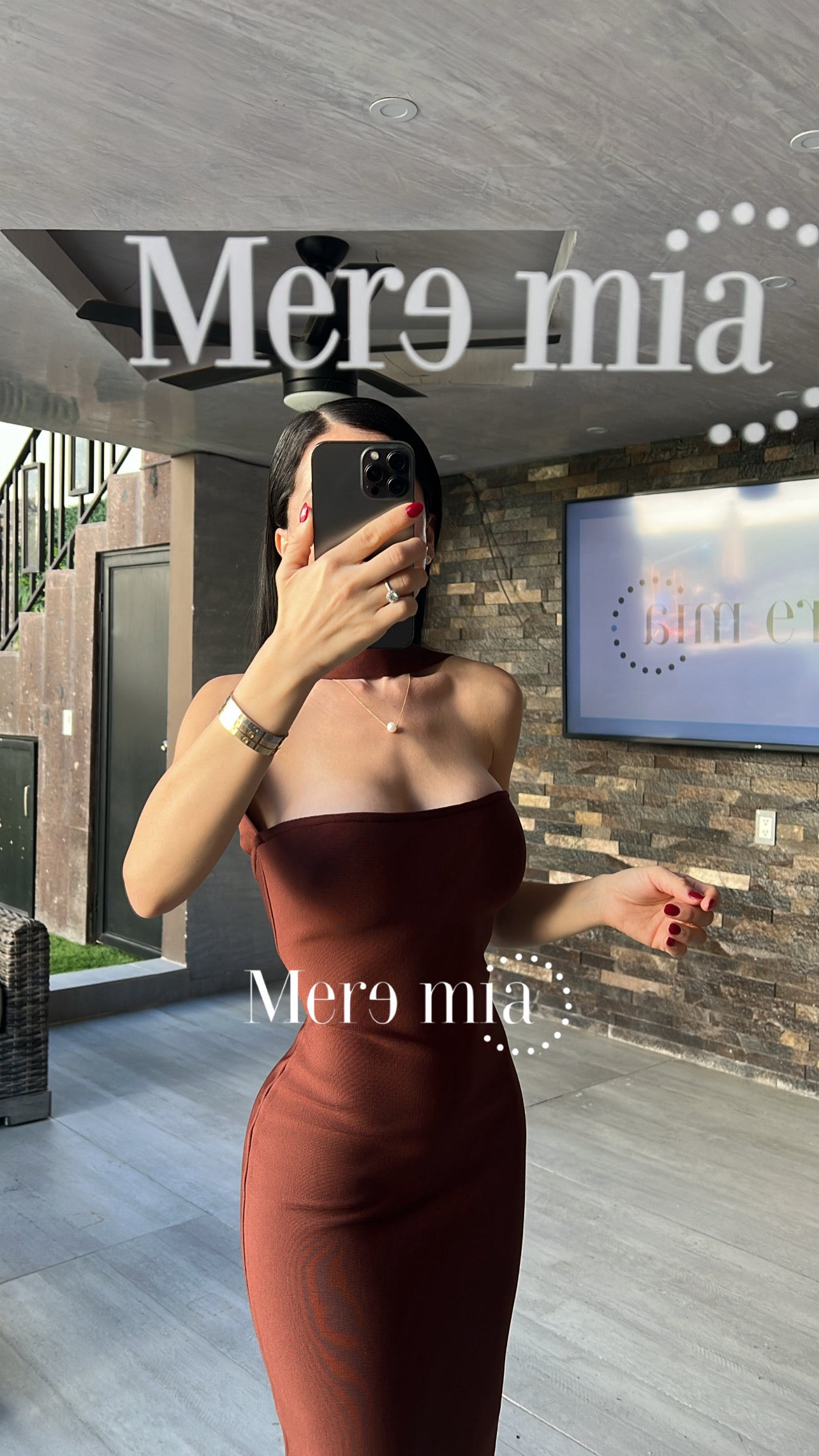 Vestido café halter