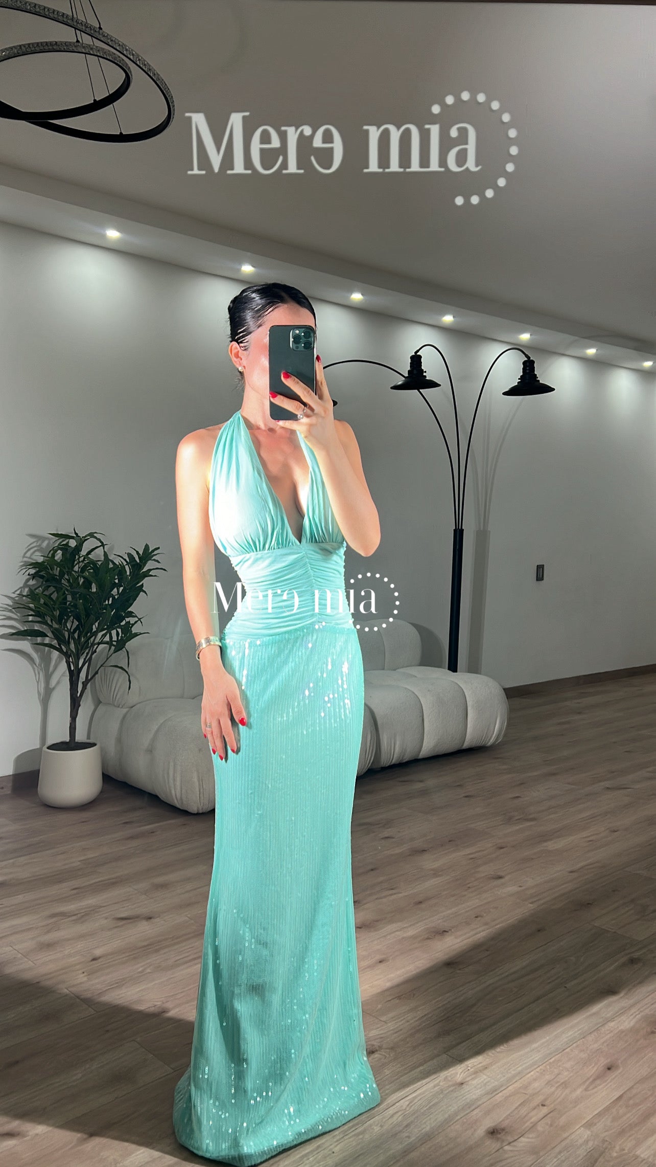 Vestido menta halter v