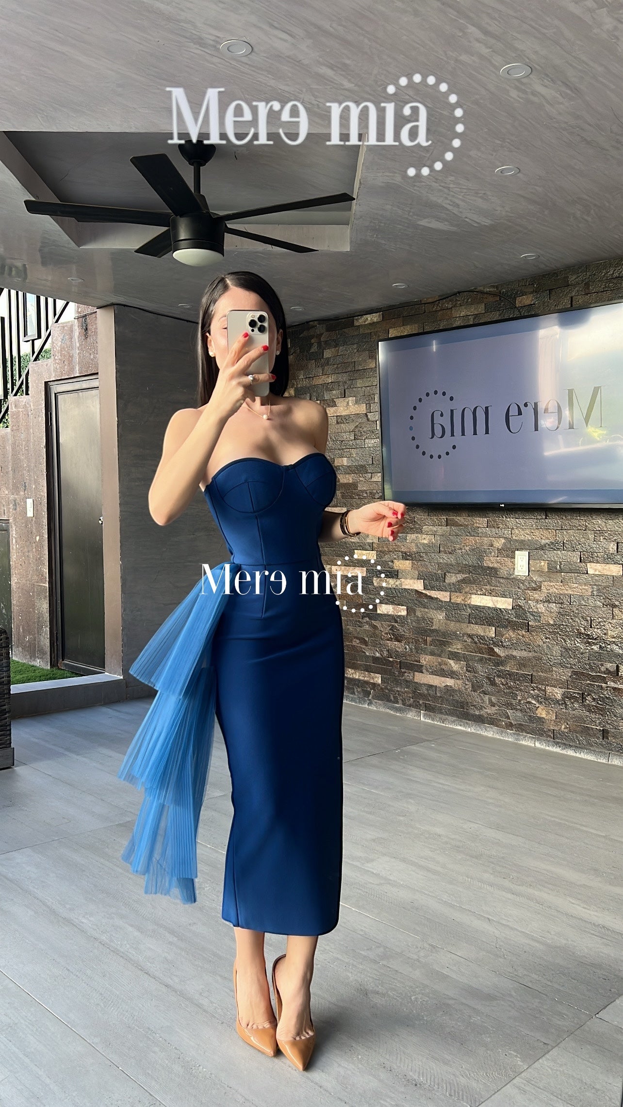 Vestido azul tul strapp