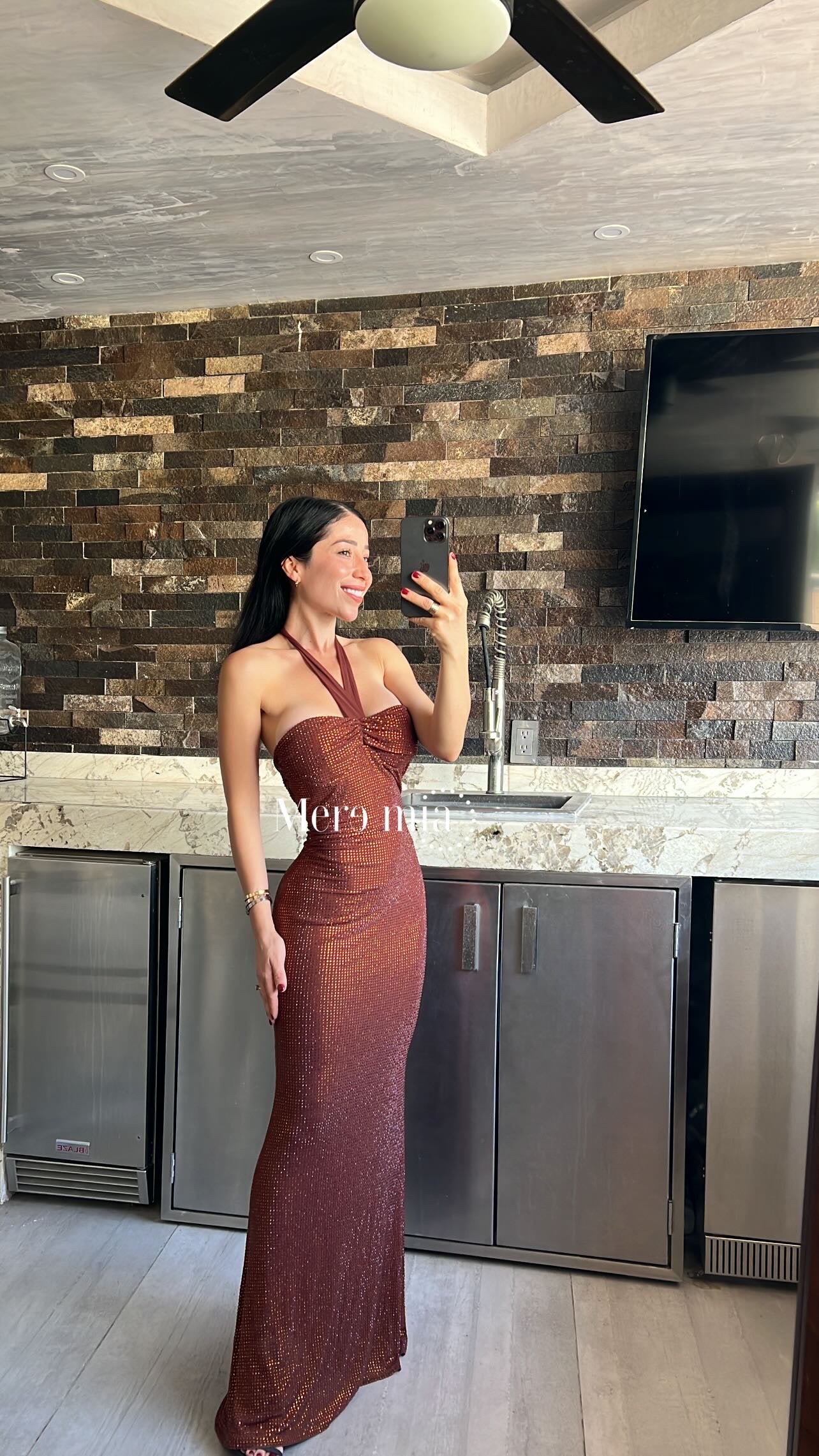 Vestido puntos halter tul