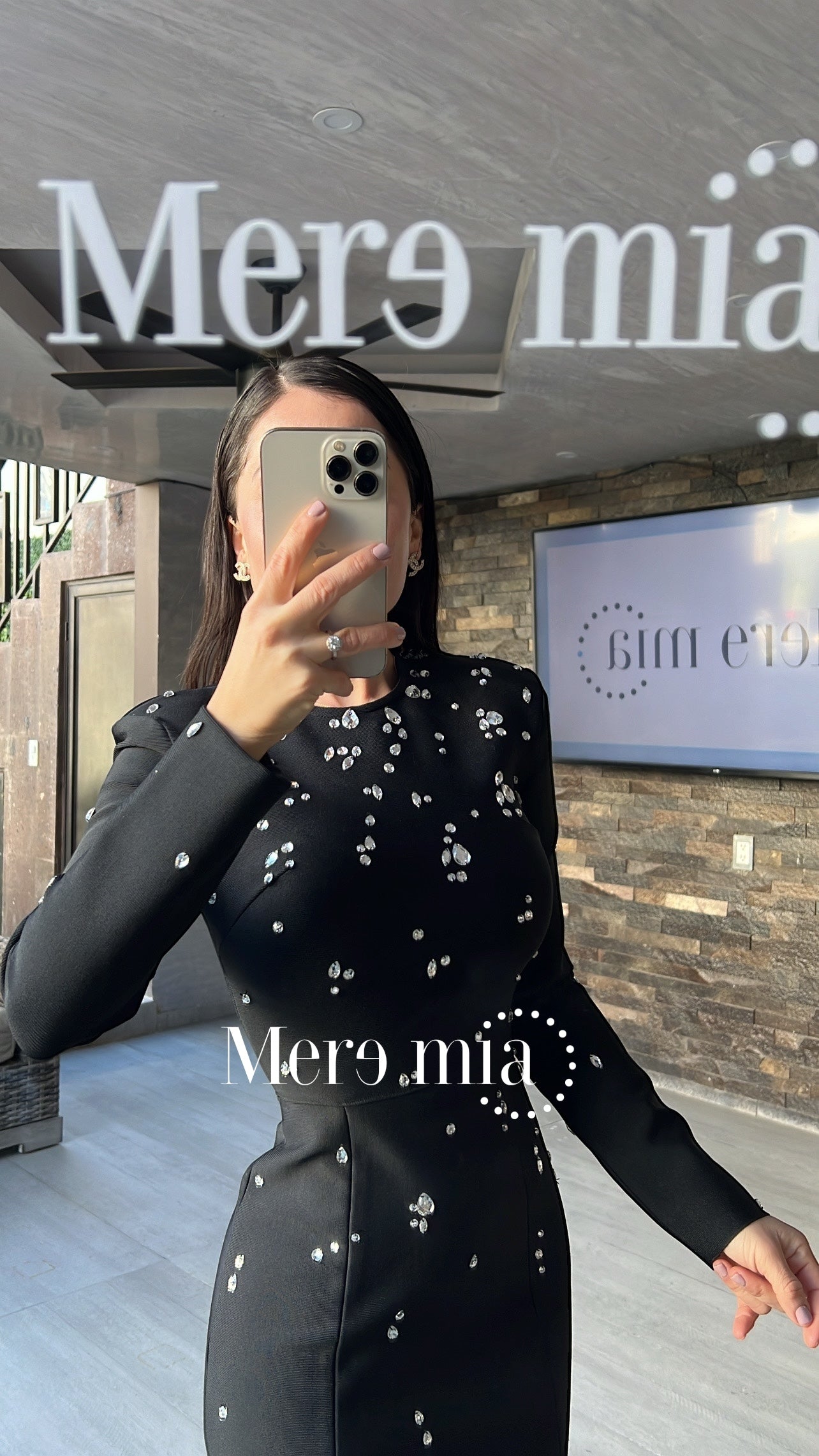 Vestido negro gotas plata