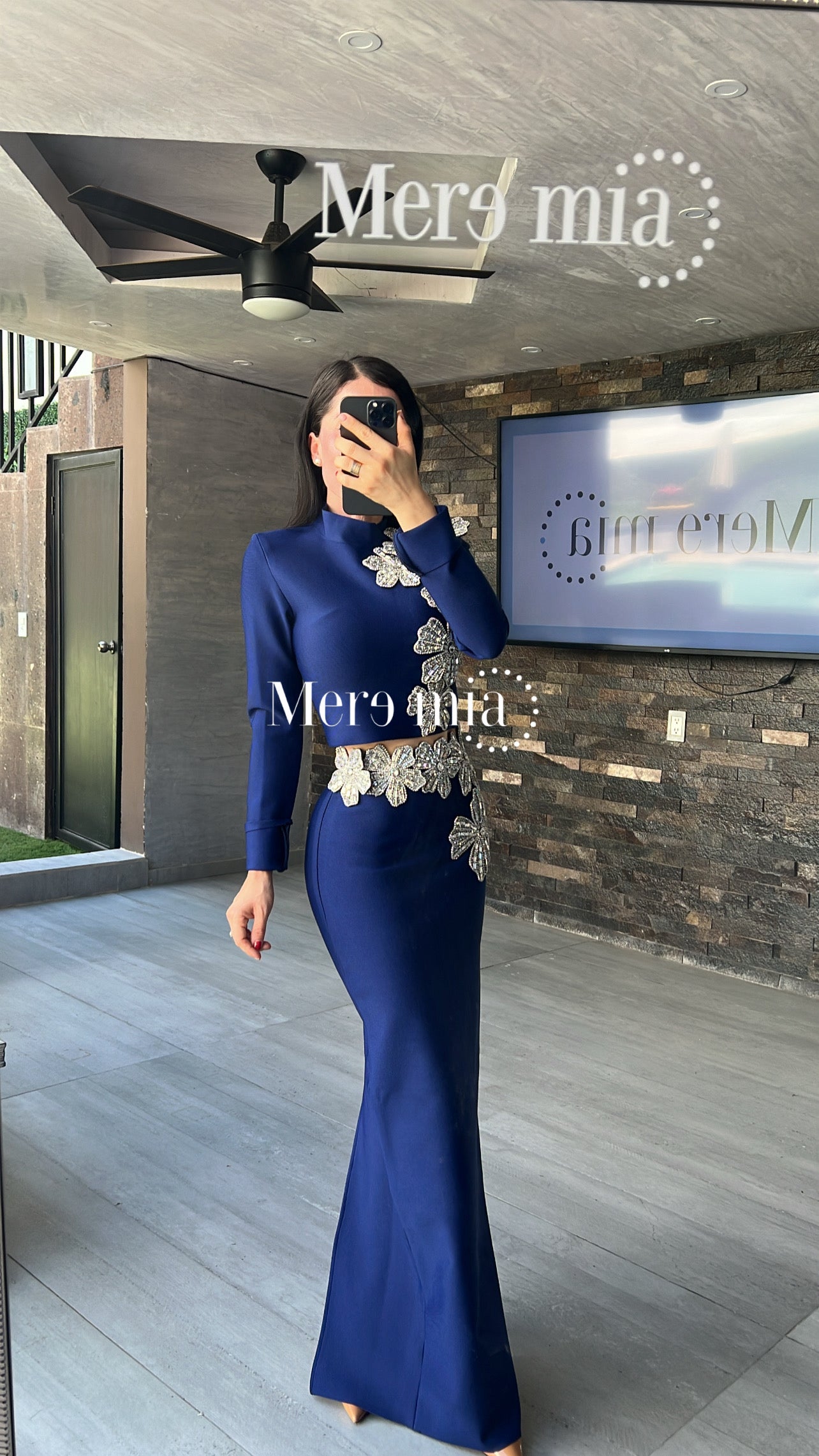 Conjunto azul flores