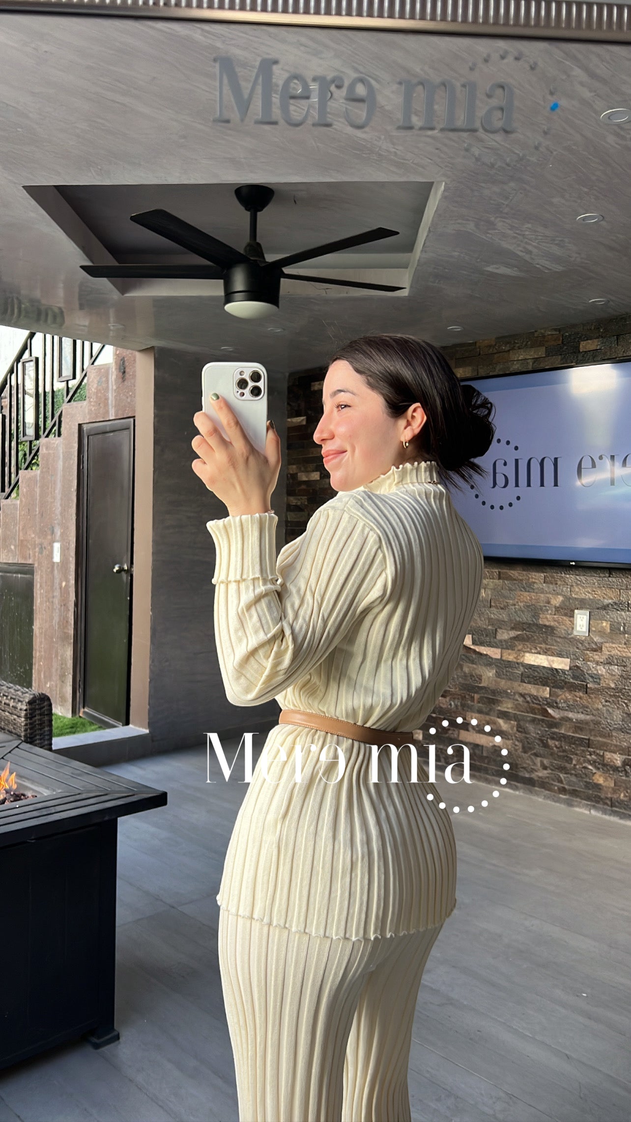 Conjunto beige claro rayas swet