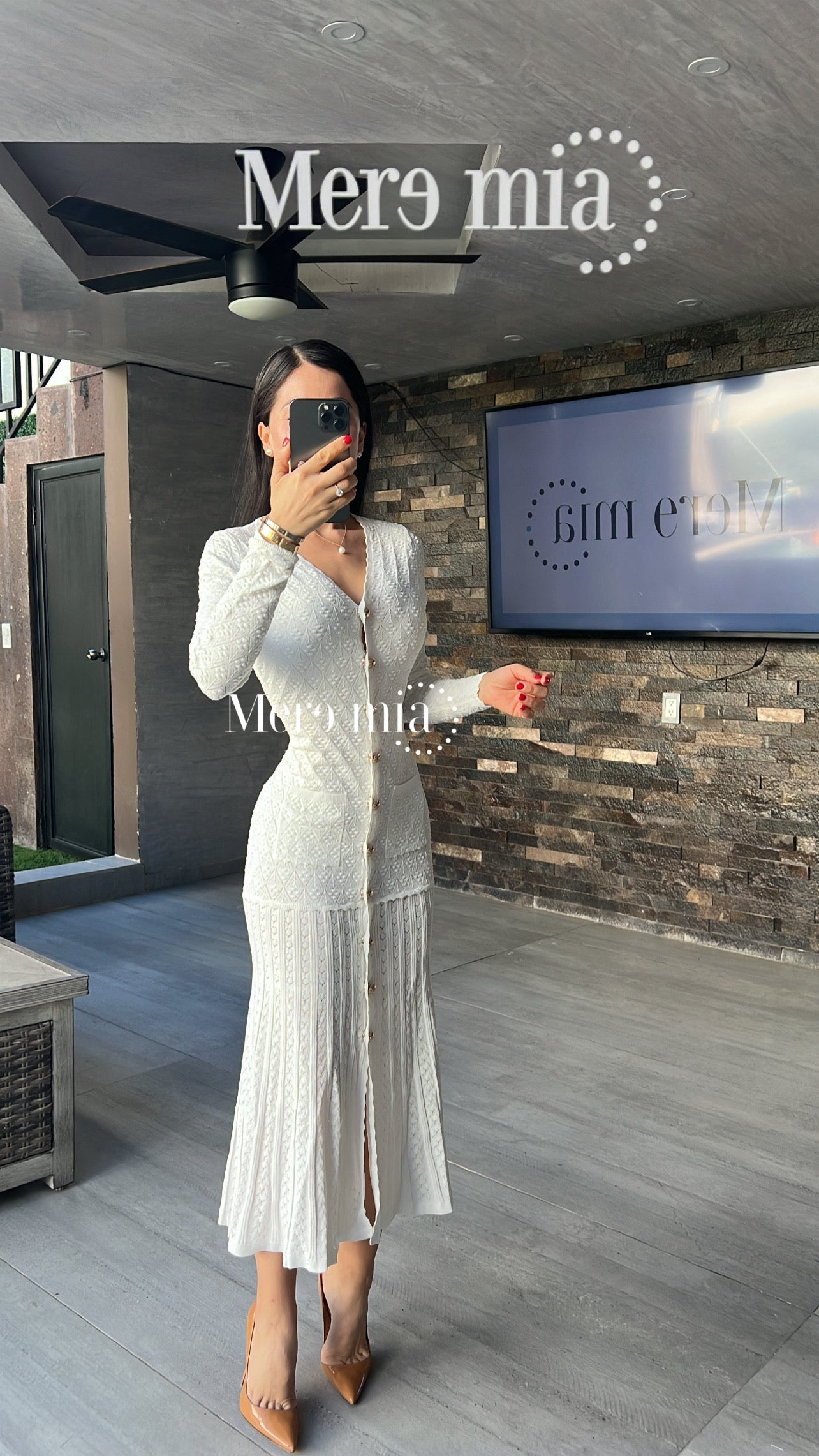 Vestido blanco rayado botones