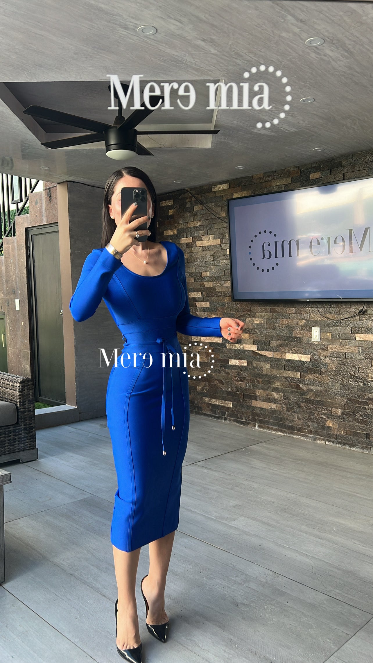 Vestido azul rey cinto