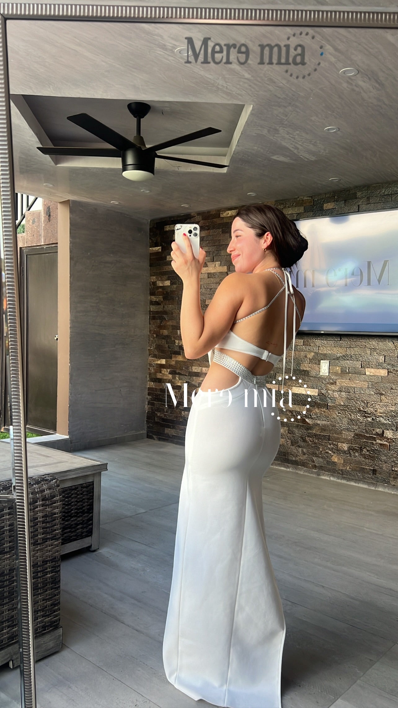 Vestido blanco largo escote V