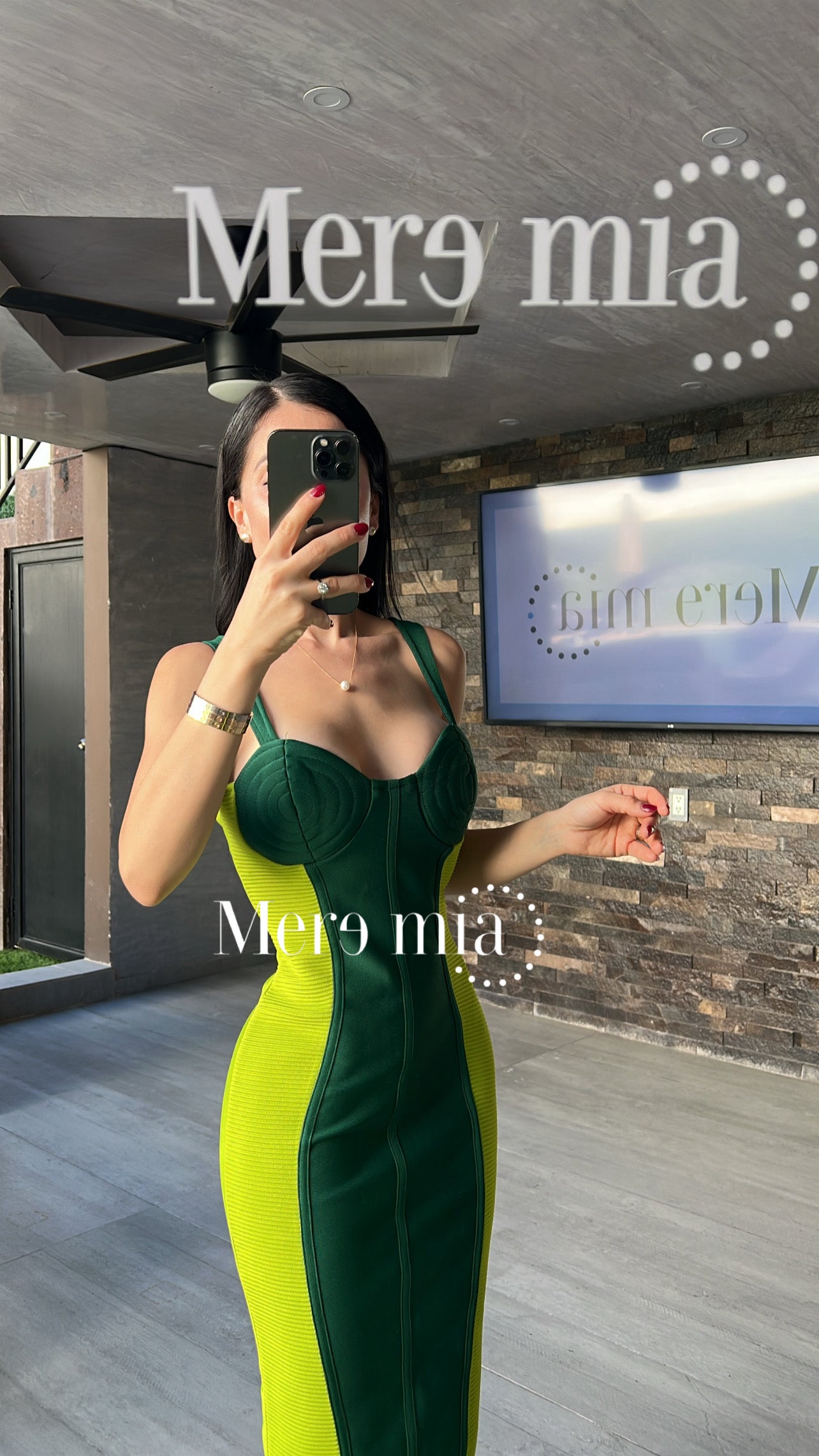 Vestido verdes copa midi