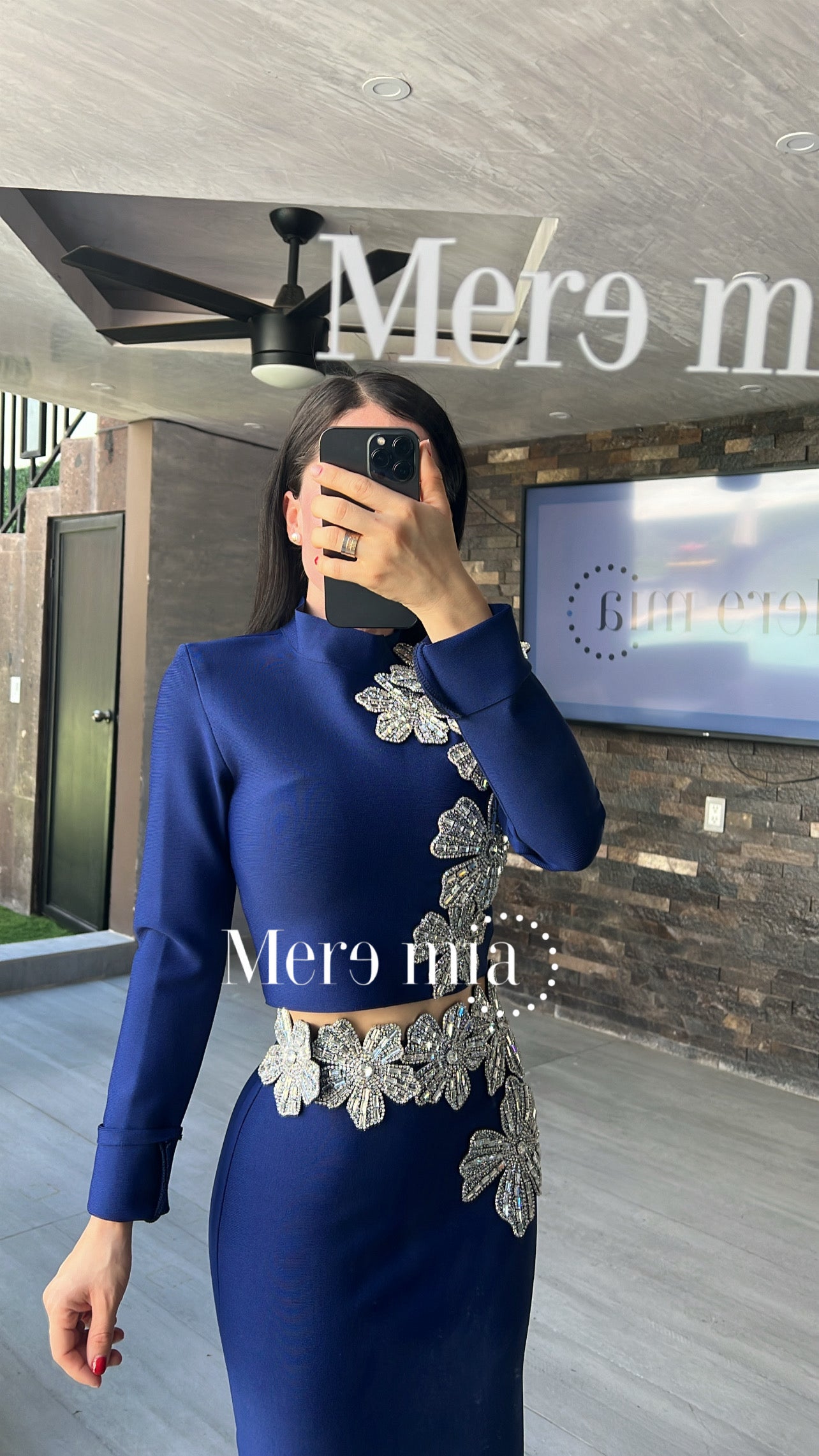 Conjunto azul flores