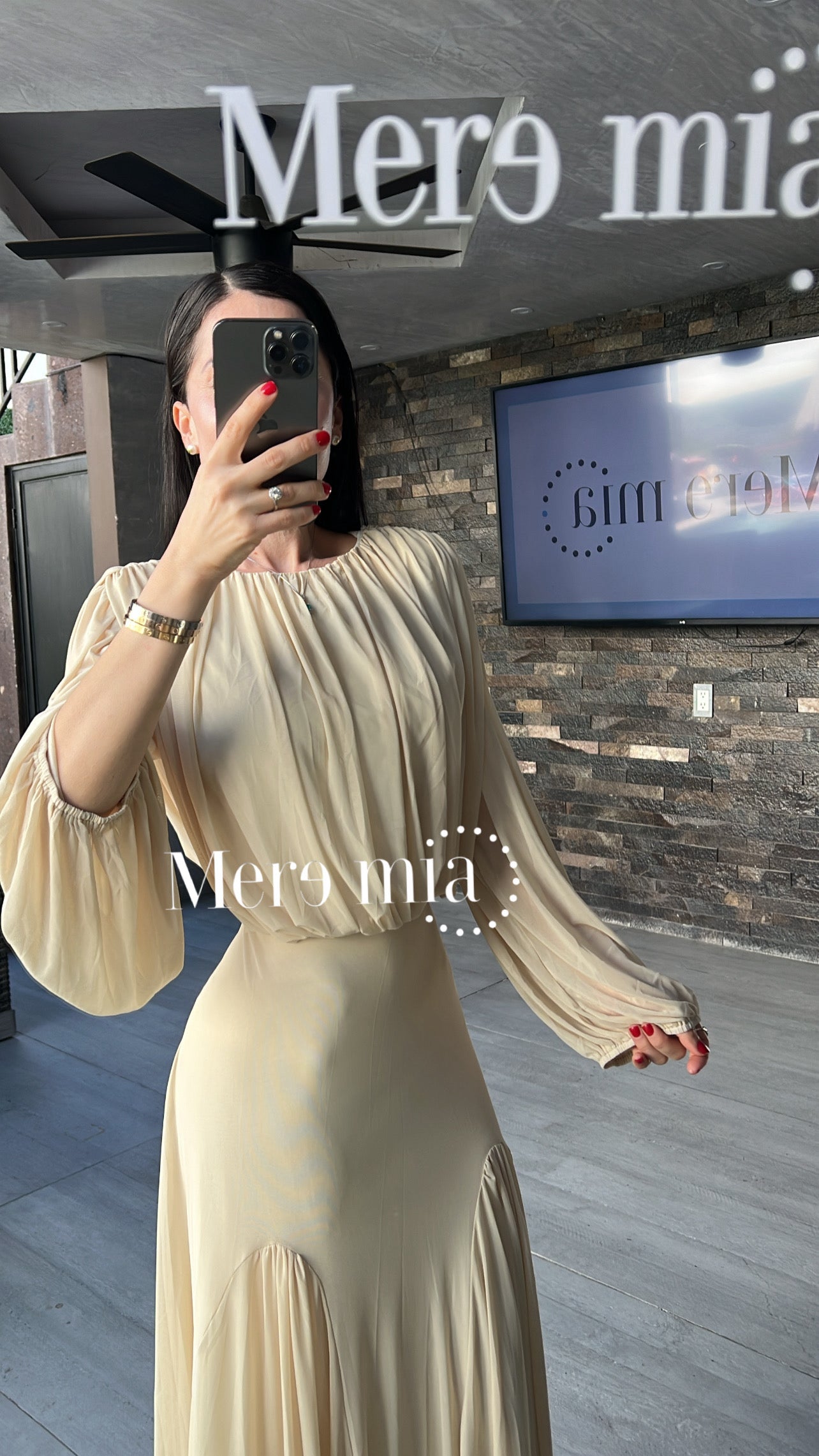 Vestido mangas bomb plisado