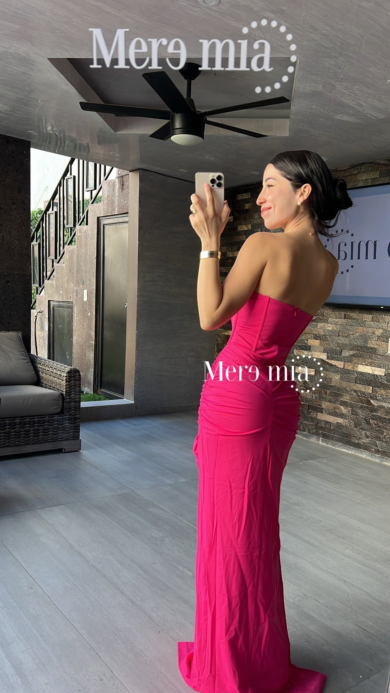 Vestido rosa largo copas strapp