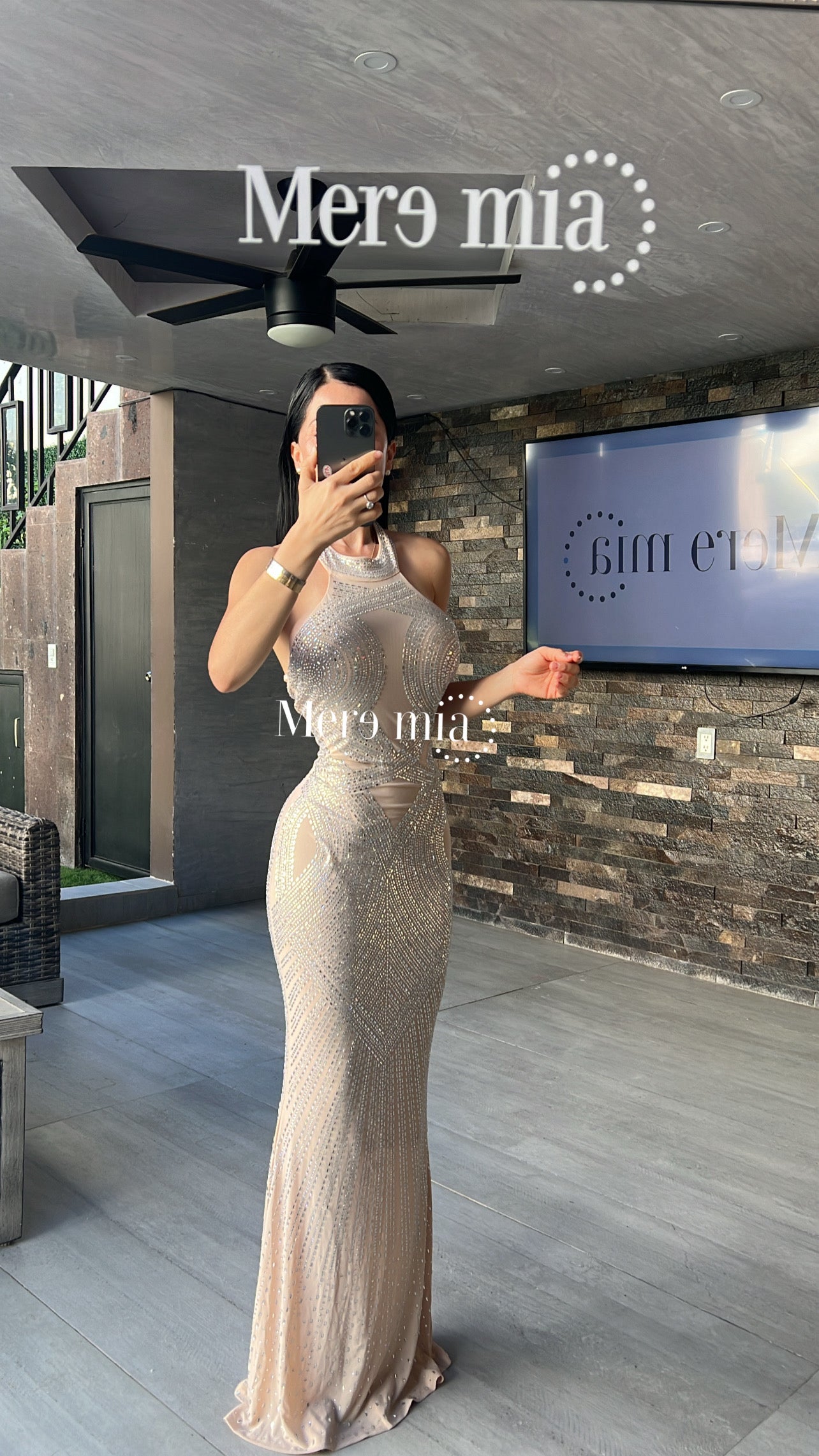 Vestido nude apl circ