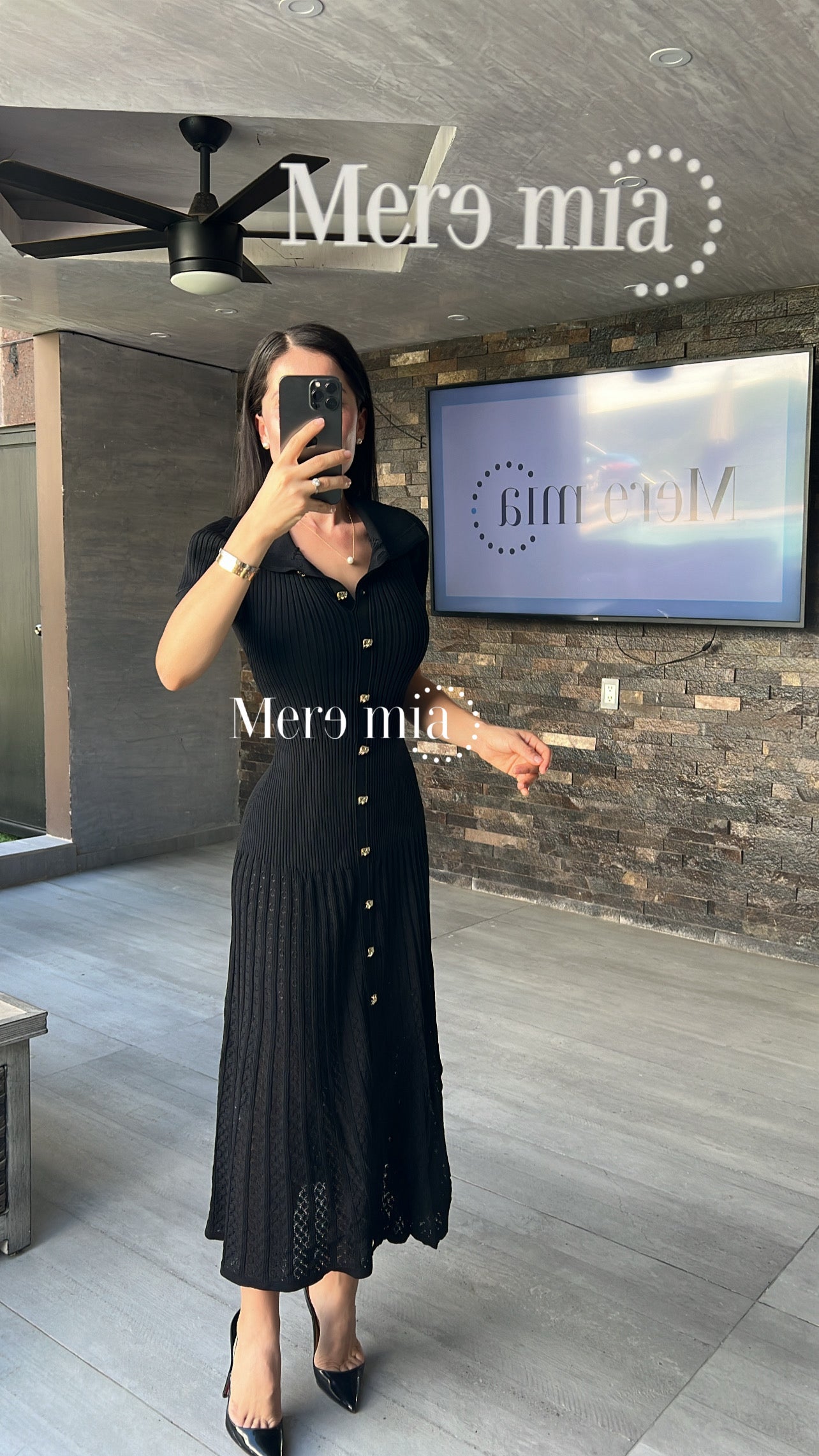 Vestido negro cuello mc