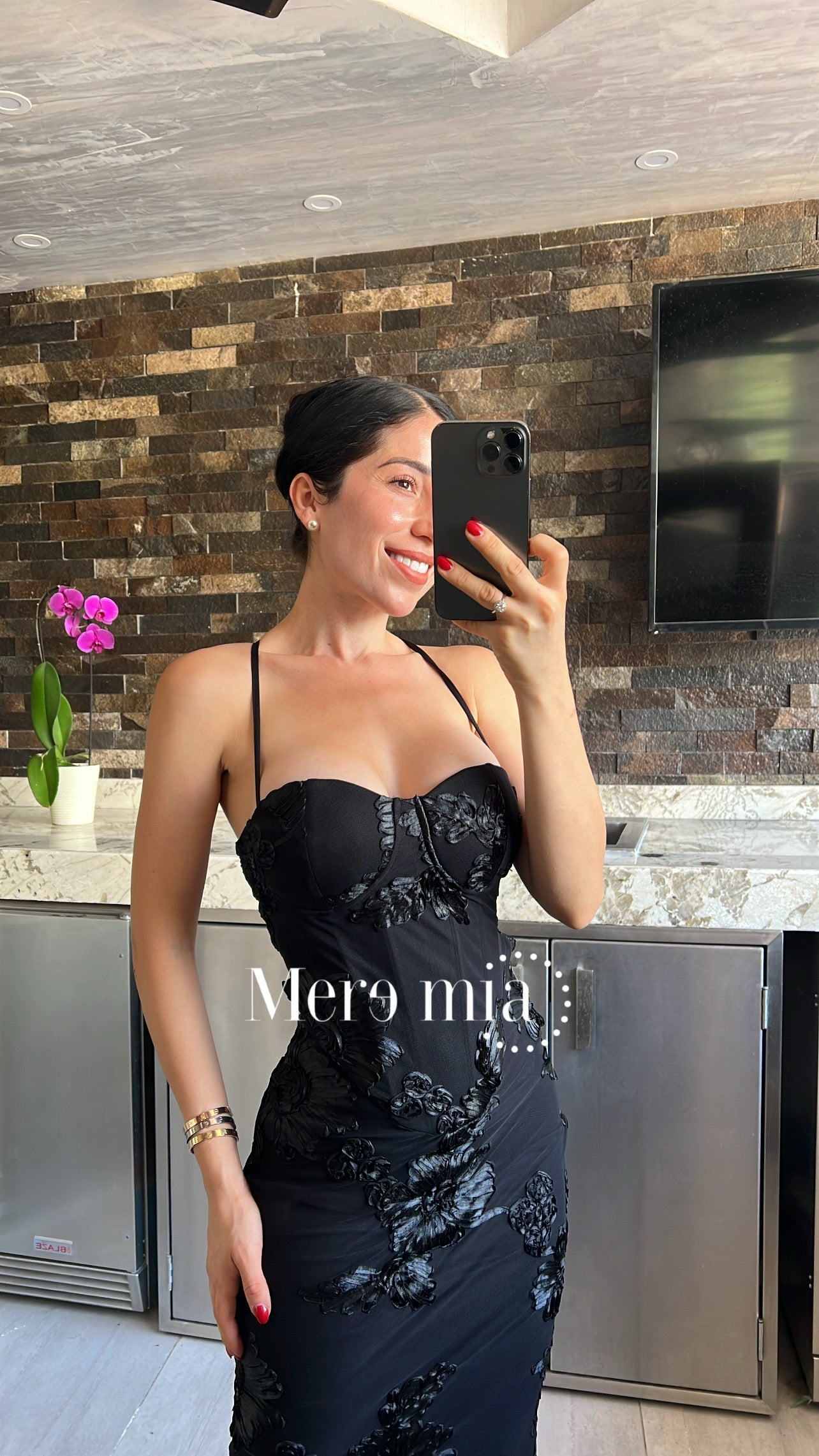 Vestido bord copas largo