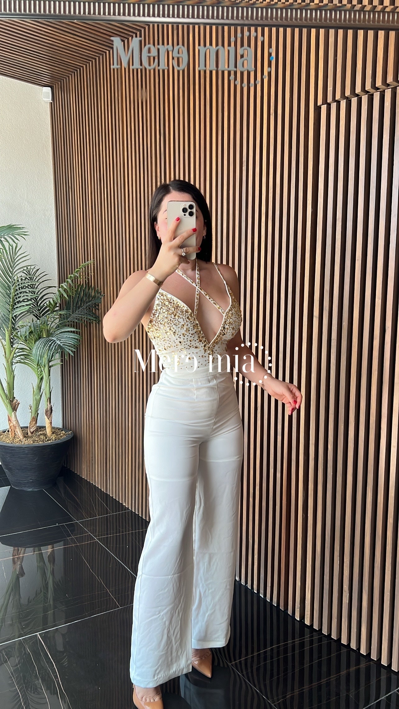 Jumpsuit blanco dorado