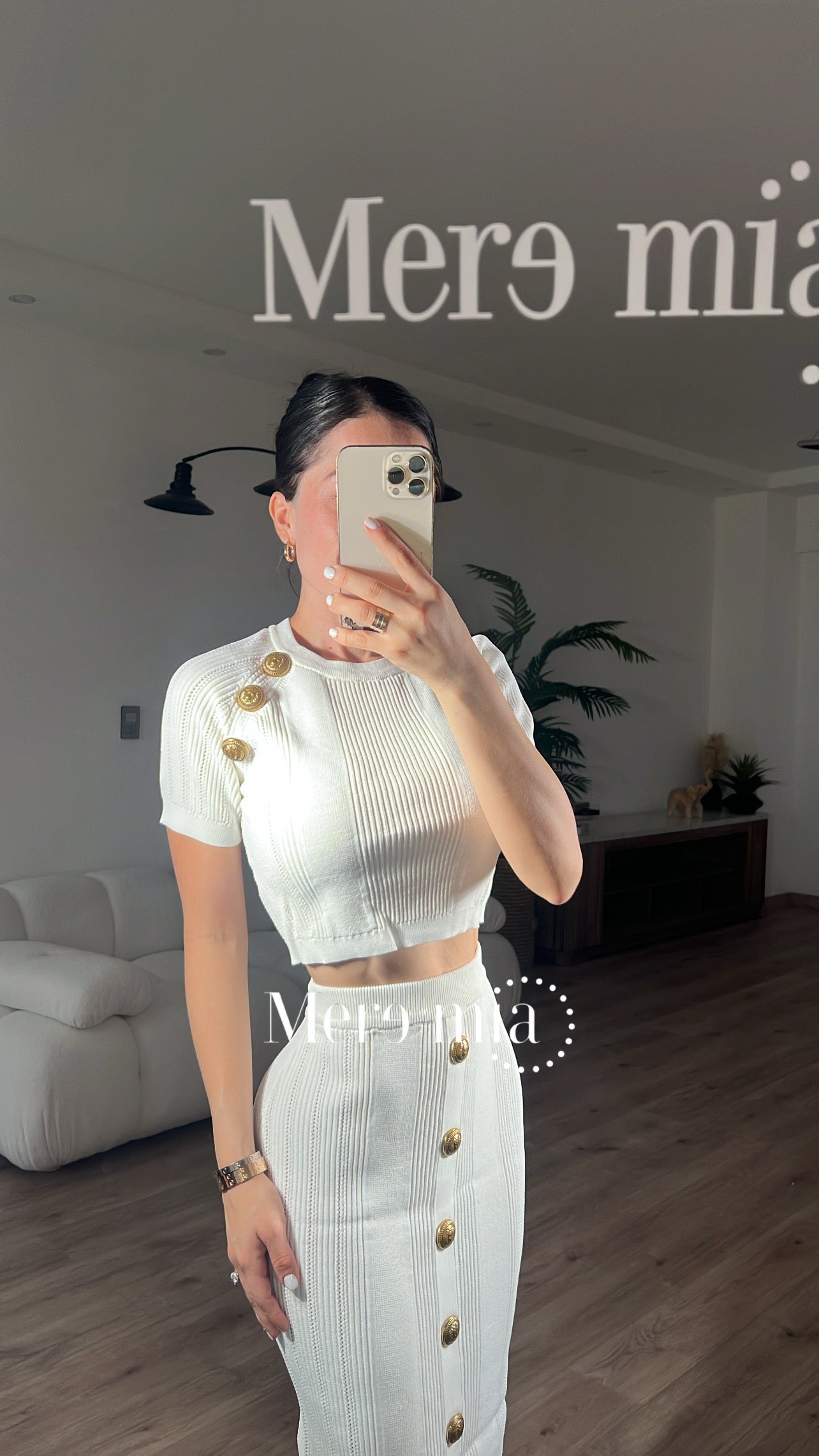 Conjunto blanco rayado