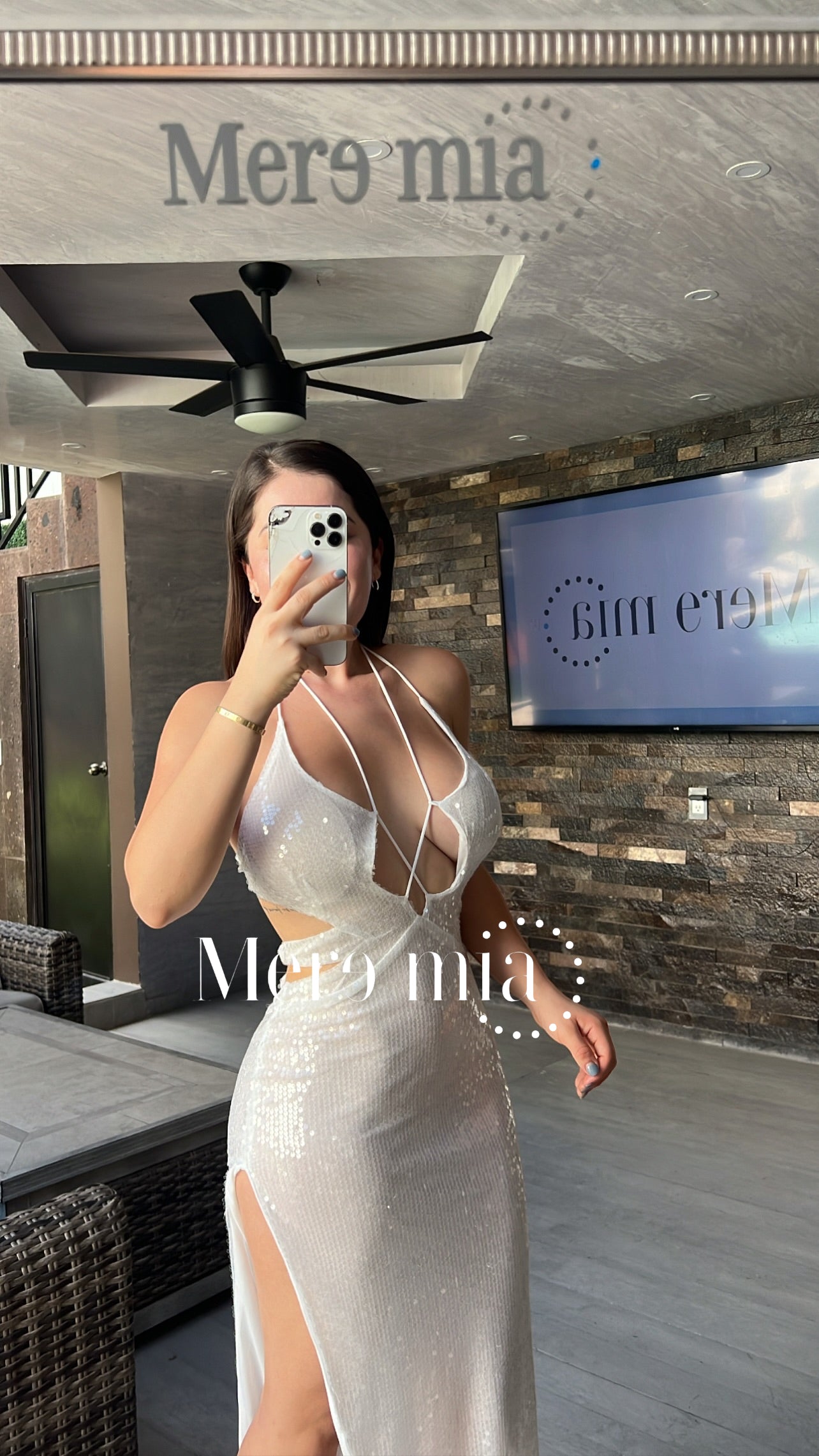 Vestido largo lentejuela blanco